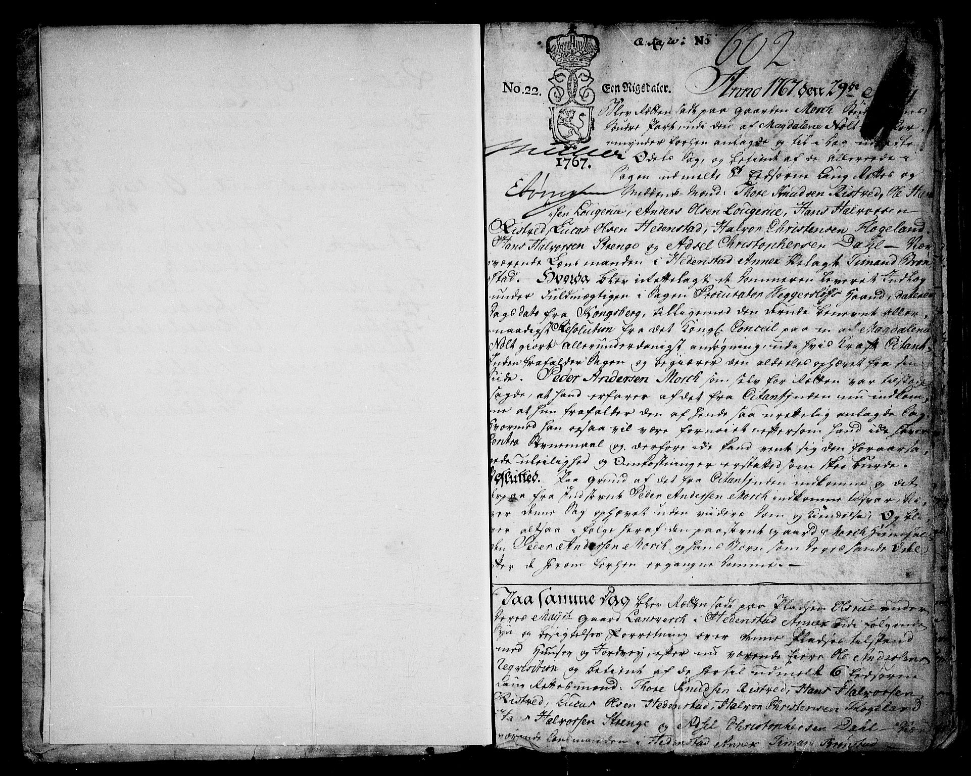 Numedal og Sandsvær sorenskriveri, AV/SAKO-A-128/F/Fa/Faa/L0096: Tingbok for Sandsvær, 1767-1780, p. 1