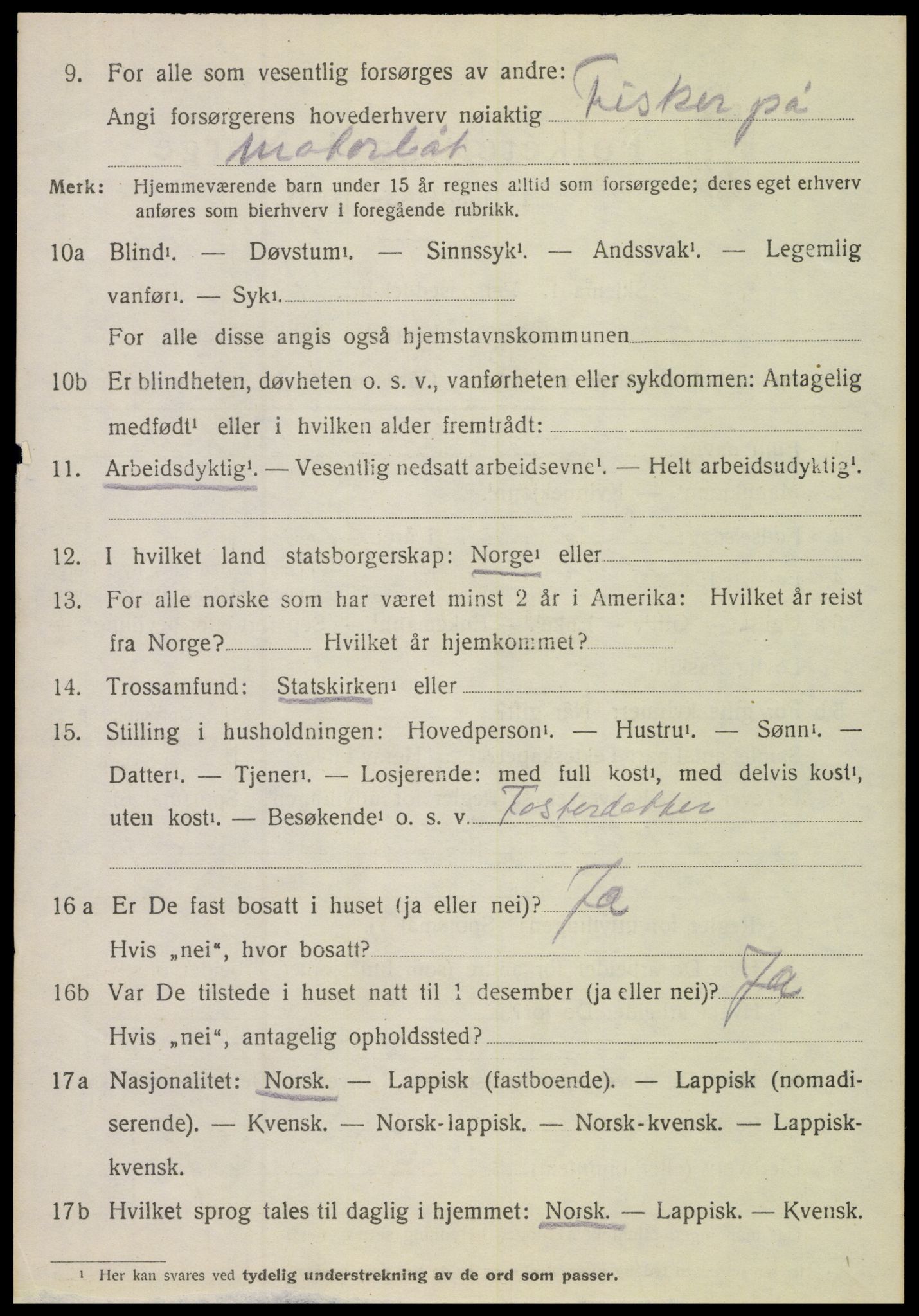 SAT, 1920 census for Hamarøy, 1920, p. 5221