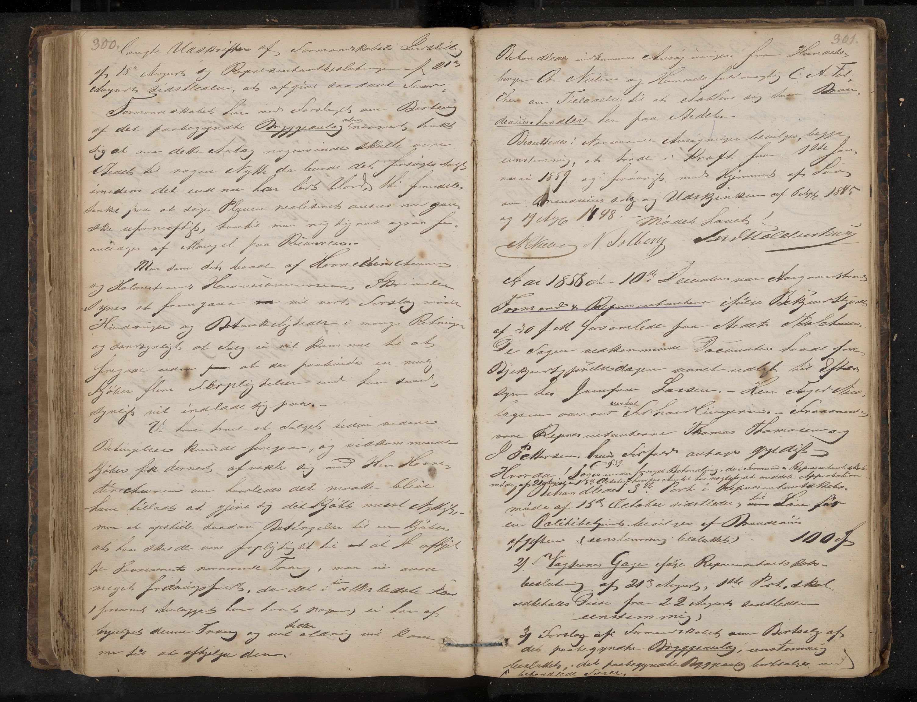 Åsgårdstrand formannskap og sentraladministrasjon, IKAK/0704021/A/L0001: Møtebok, 1838-1864, p. 300-301