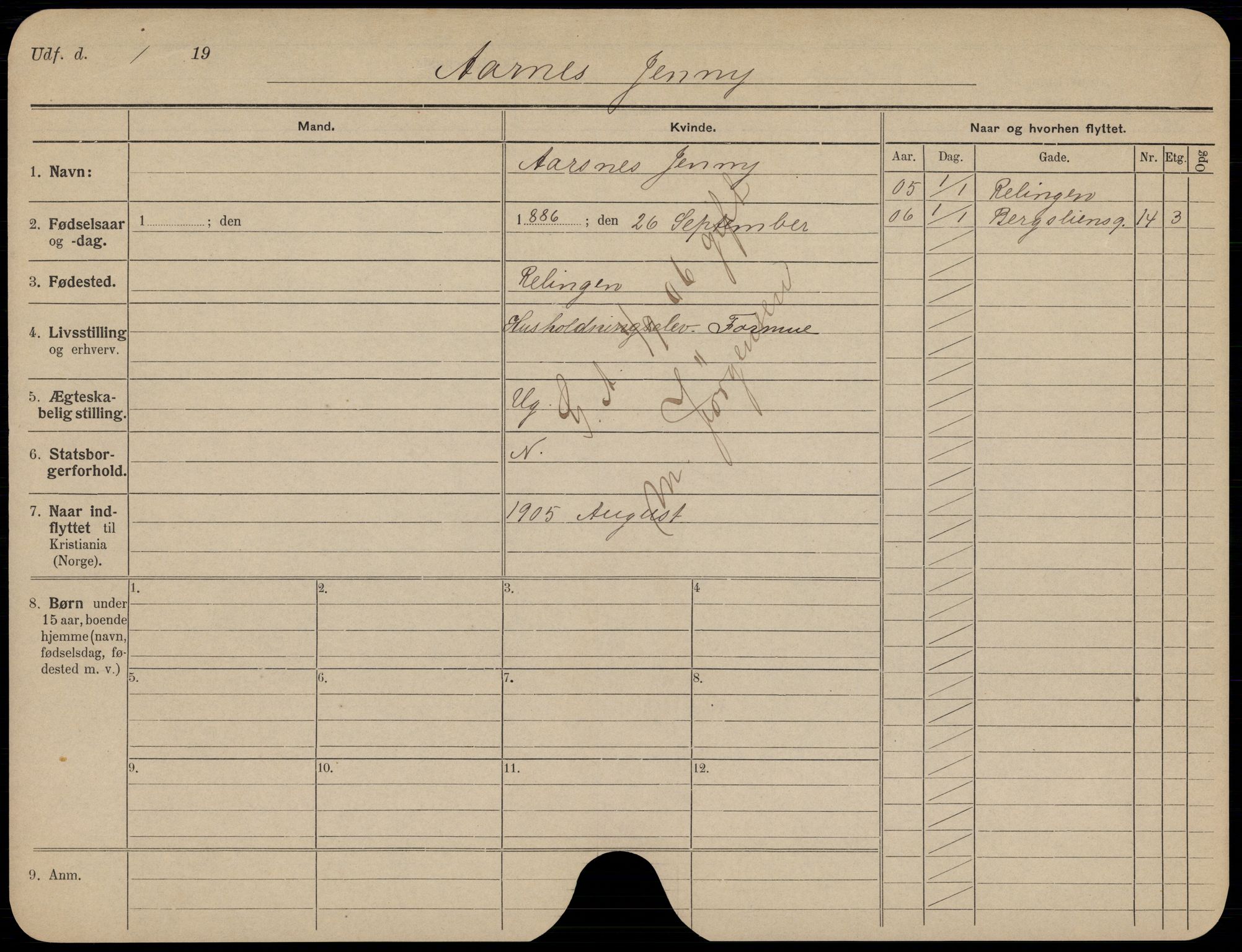 Oslo folkeregister, Registerkort, AV/SAO-A-11715/K/Kb/L0001: A - J, 1906