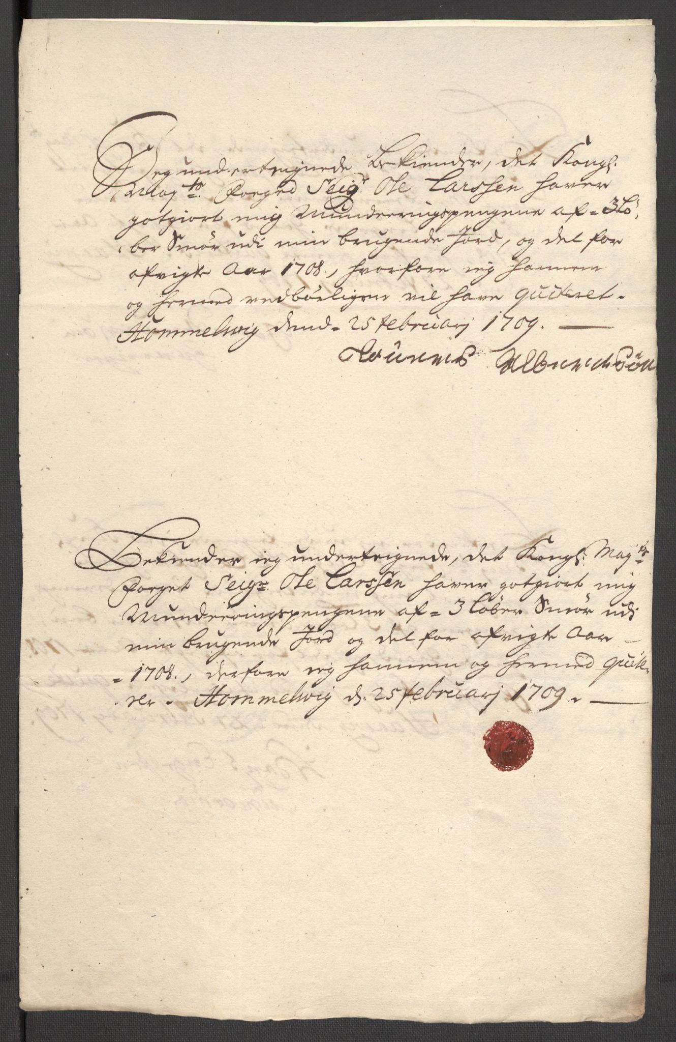 Rentekammeret inntil 1814, Reviderte regnskaper, Fogderegnskap, AV/RA-EA-4092/R48/L2985: Fogderegnskap Sunnhordland og Hardanger, 1708, p. 284