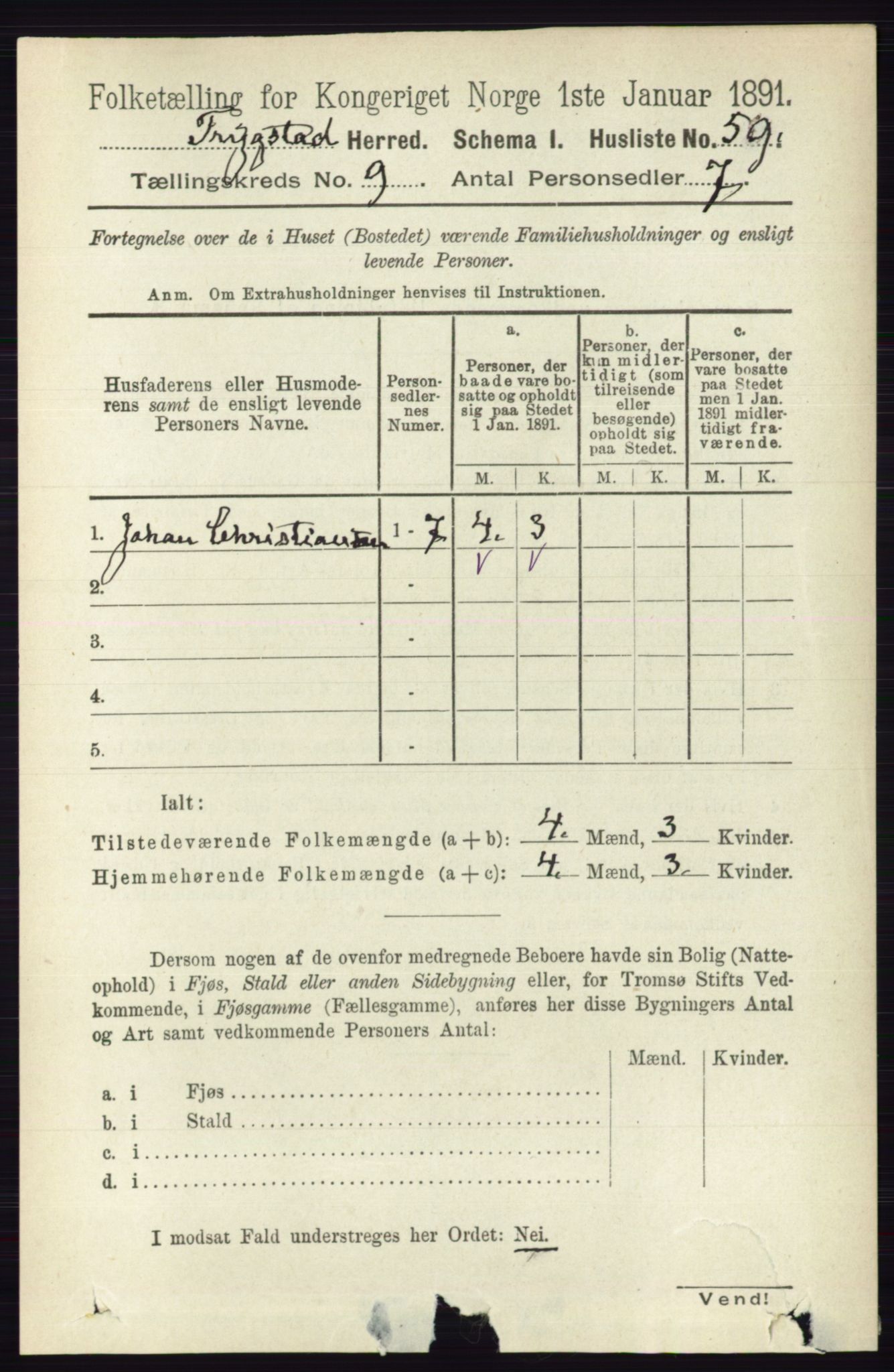 RA, 1891 Census for 0122 Trøgstad, 1891, p. 3889