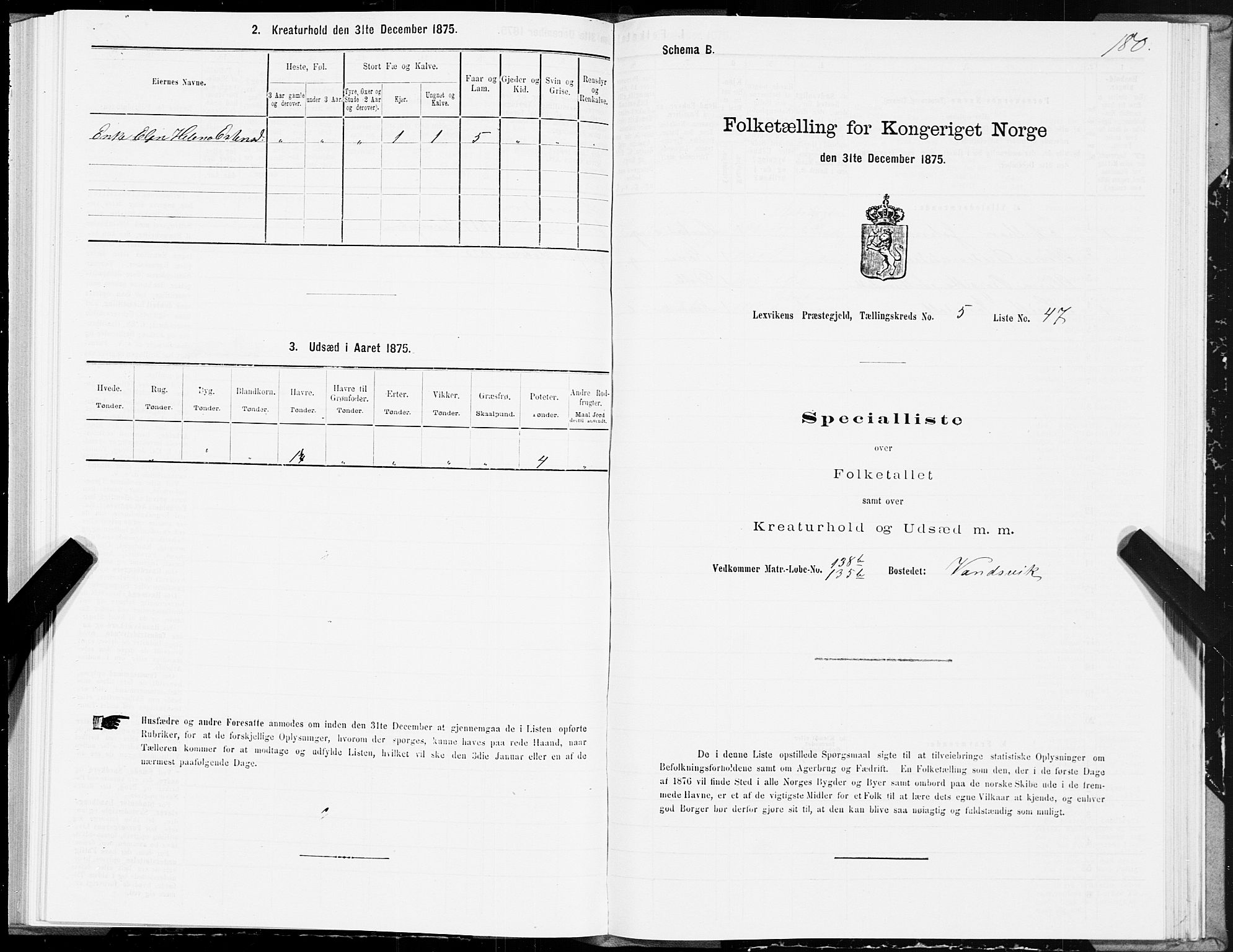 SAT, 1875 census for 1718P Leksvik, 1875, p. 3180