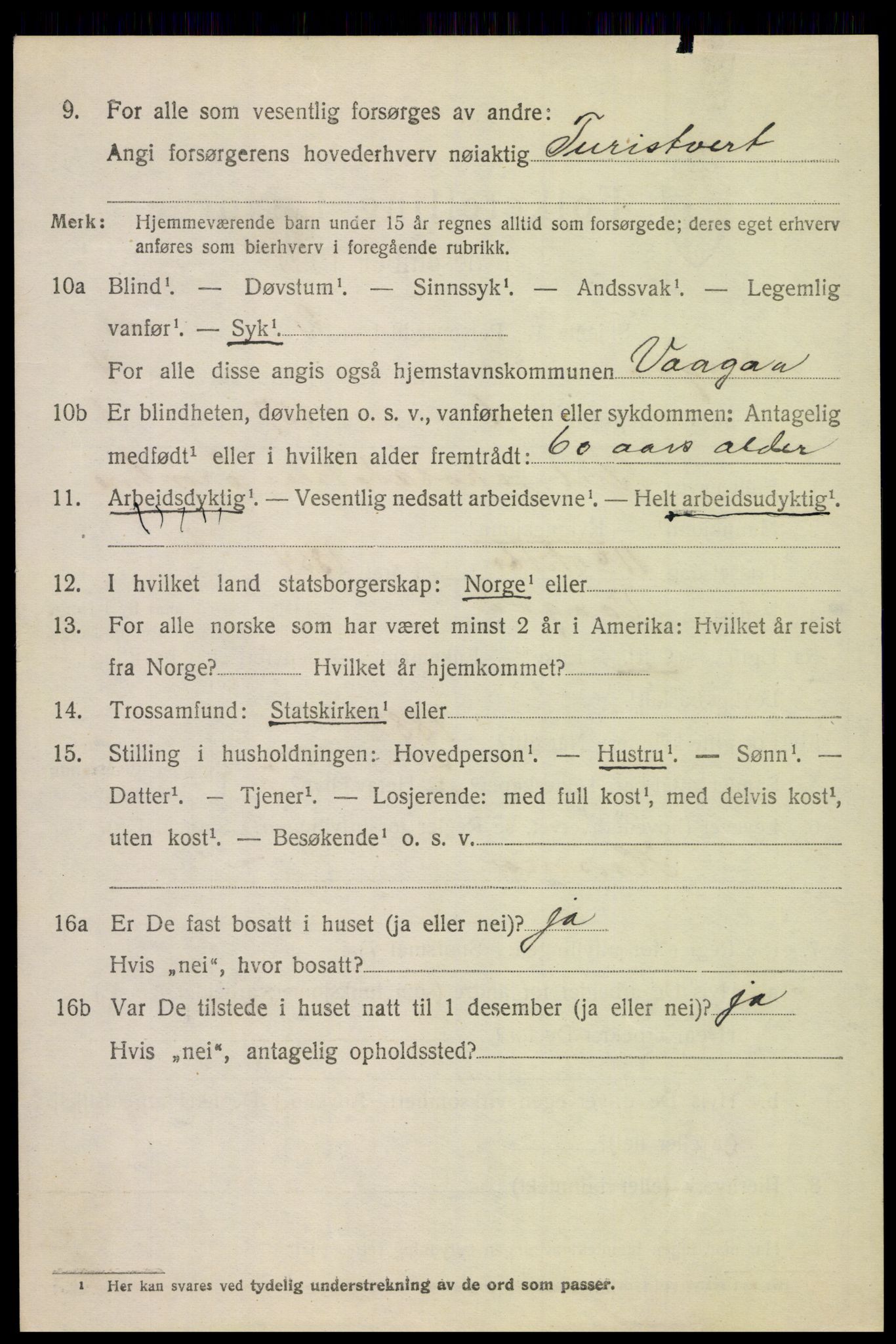 SAH, 1920 census for Vågå, 1920, p. 3389