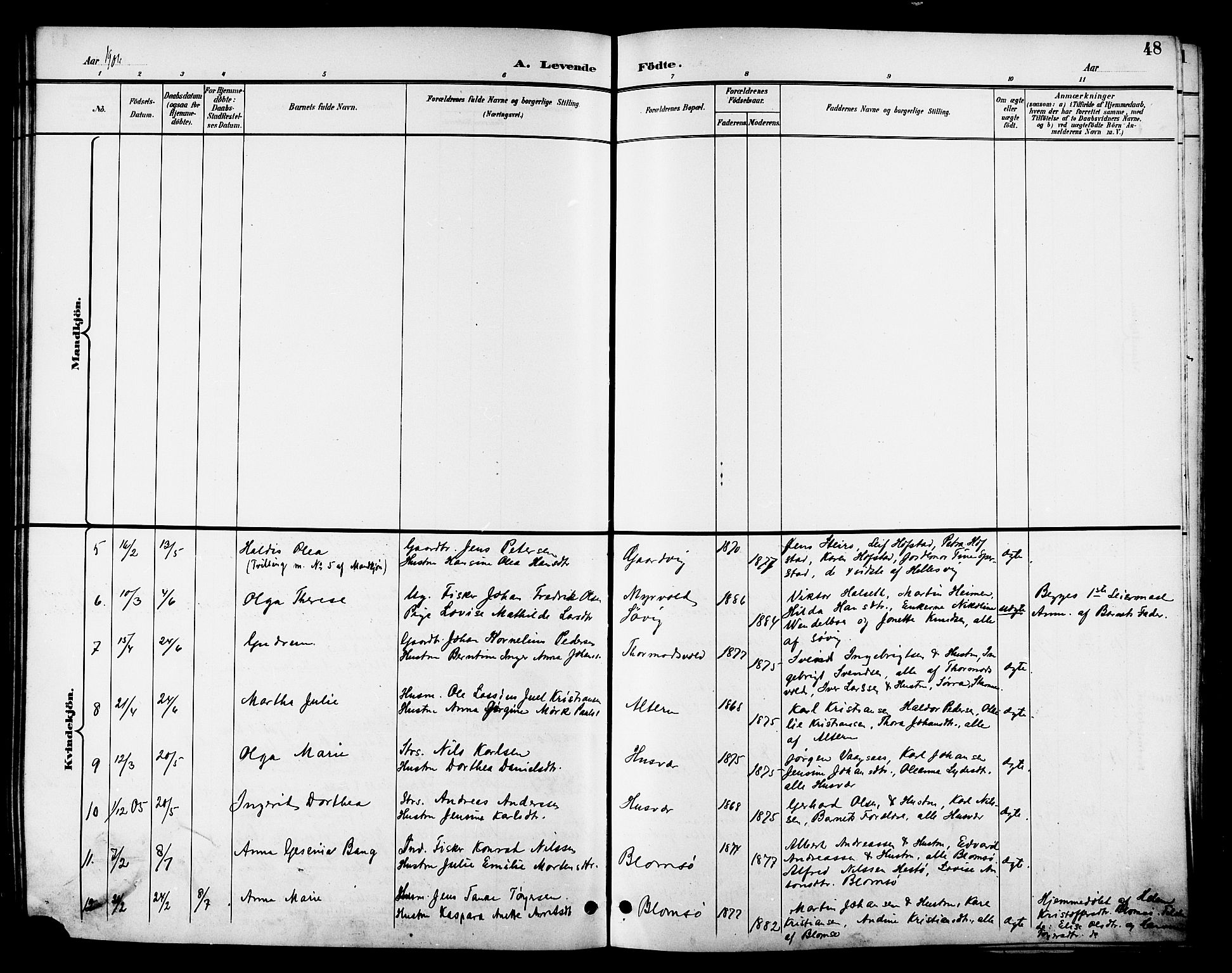 Ministerialprotokoller, klokkerbøker og fødselsregistre - Nordland, AV/SAT-A-1459/830/L0463: Parish register (copy) no. 830C05, 1895-1906, p. 48