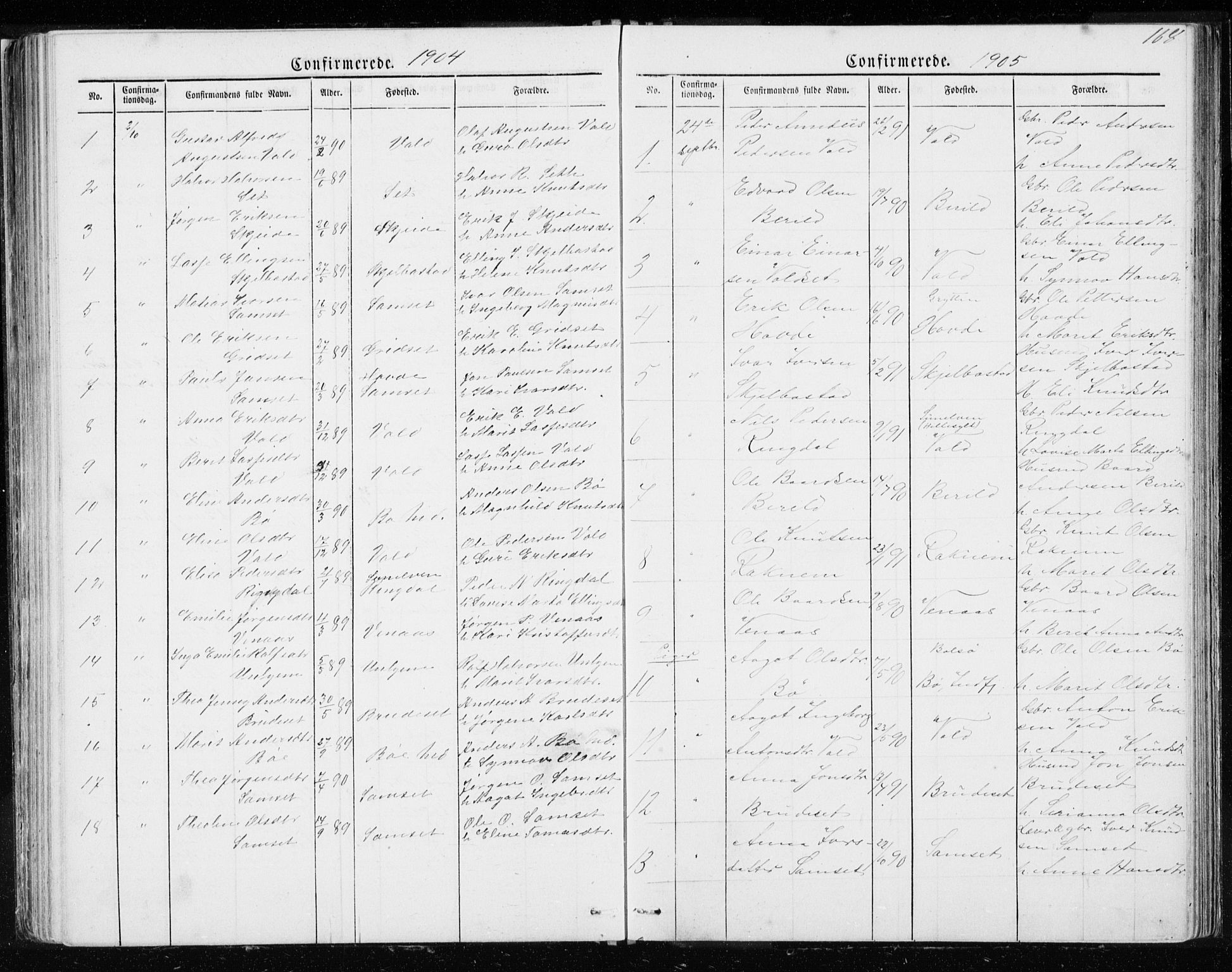 Ministerialprotokoller, klokkerbøker og fødselsregistre - Møre og Romsdal, SAT/A-1454/543/L0564: Parish register (copy) no. 543C02, 1867-1915, p. 168