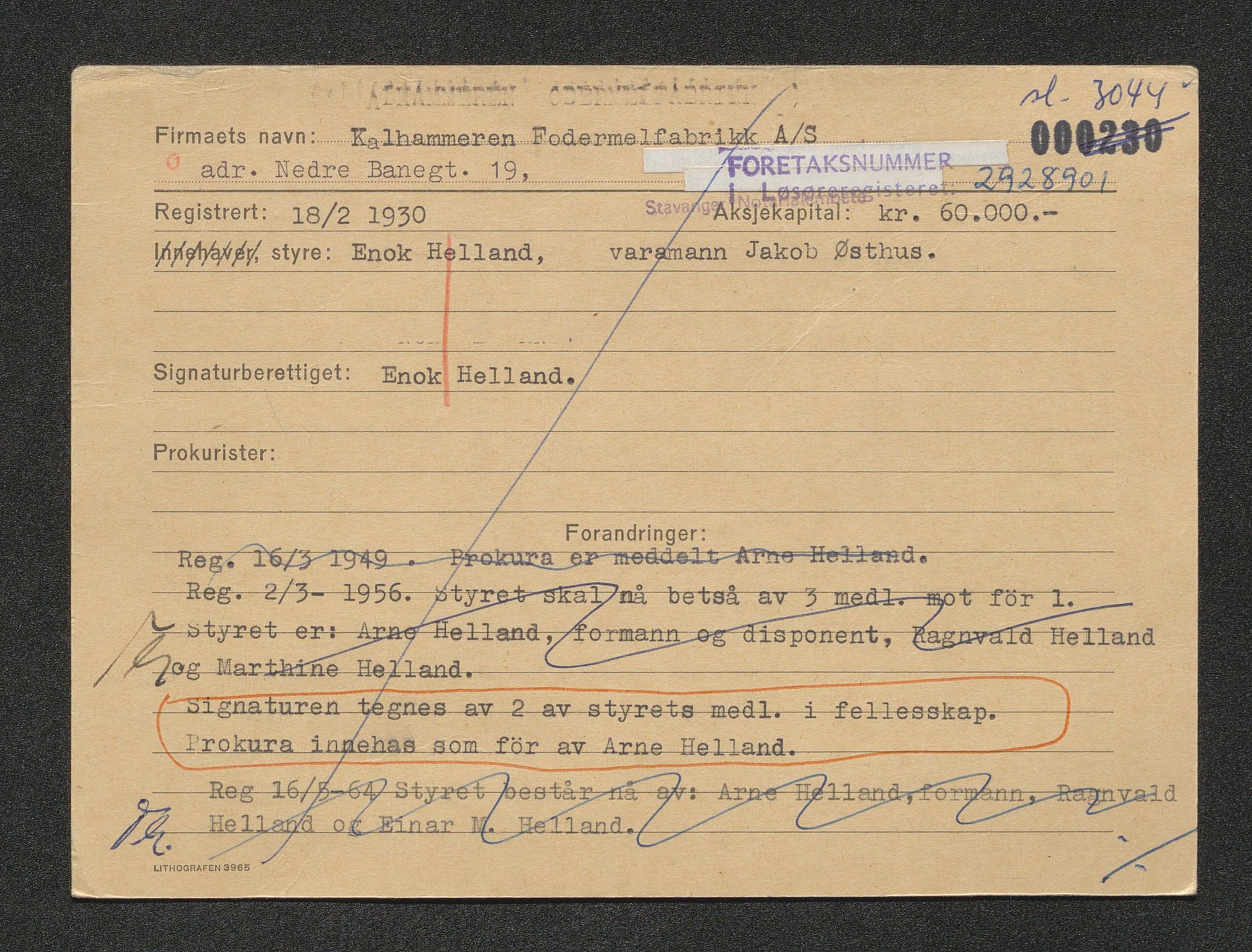 Stavanger byfogd, SAST/A-101408/001/4/42/422/4221A/L0002: Register over slettede firma D-G, 1891-1987, p. 714