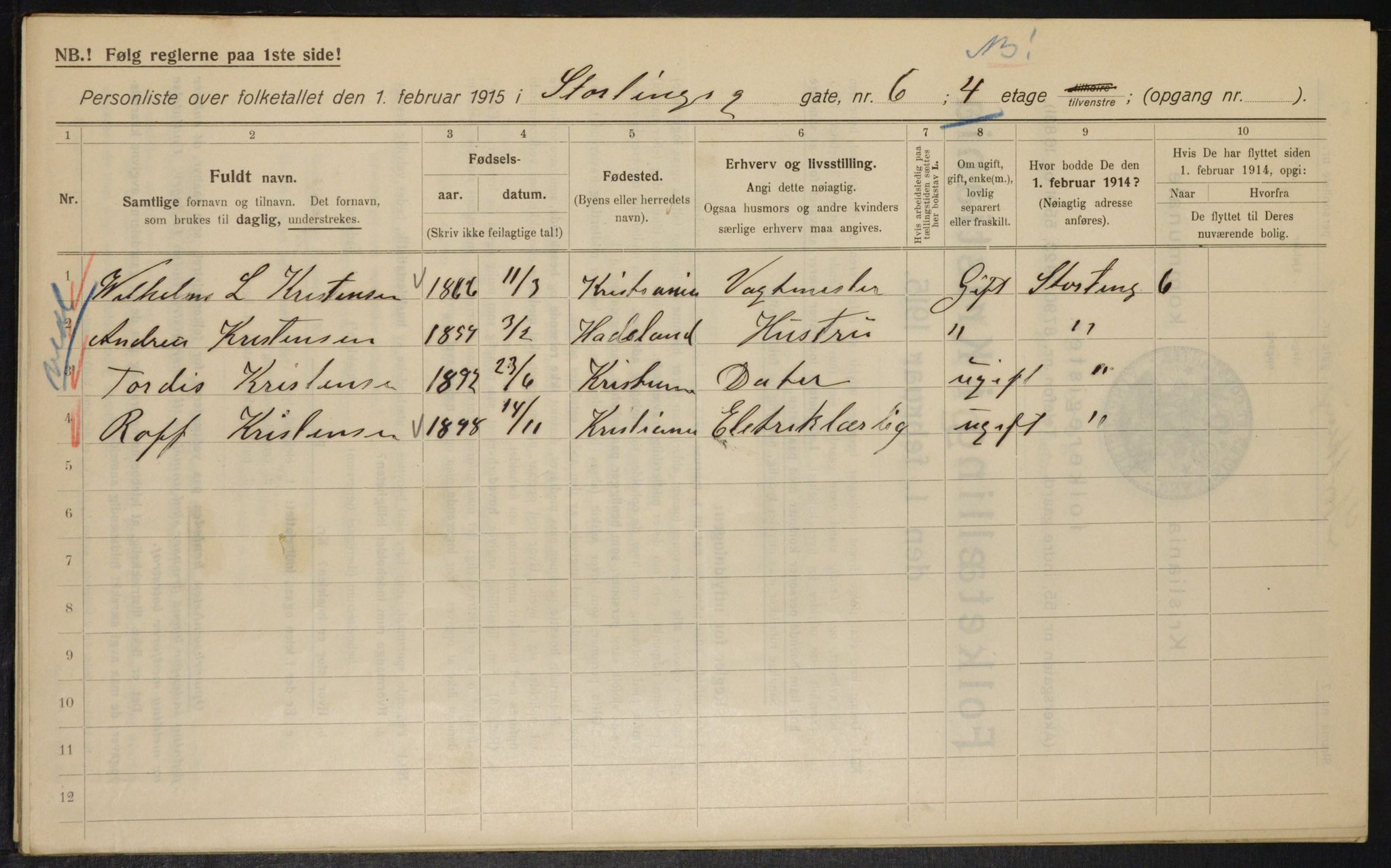OBA, Municipal Census 1915 for Kristiania, 1915, p. 103684