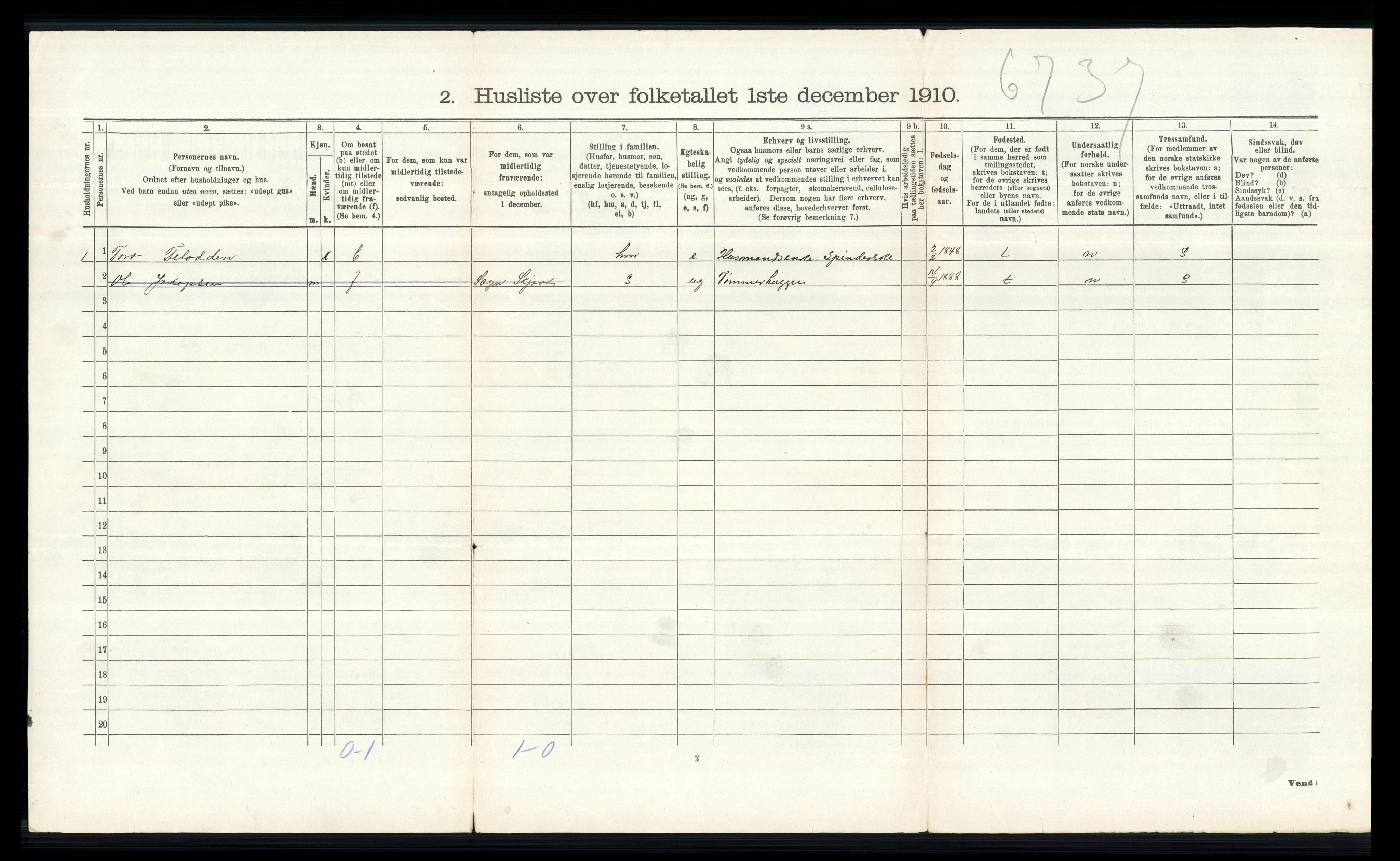 RA, 1910 census for Skjåk, 1910, p. 607