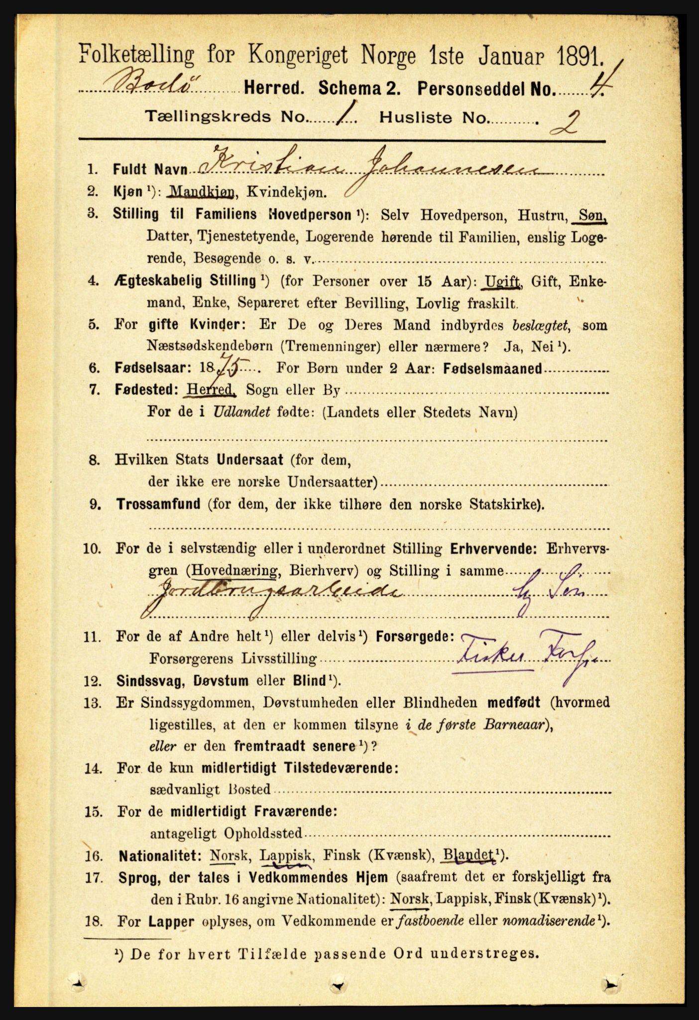 RA, 1891 census for 1843 Bodø, 1891, p. 111