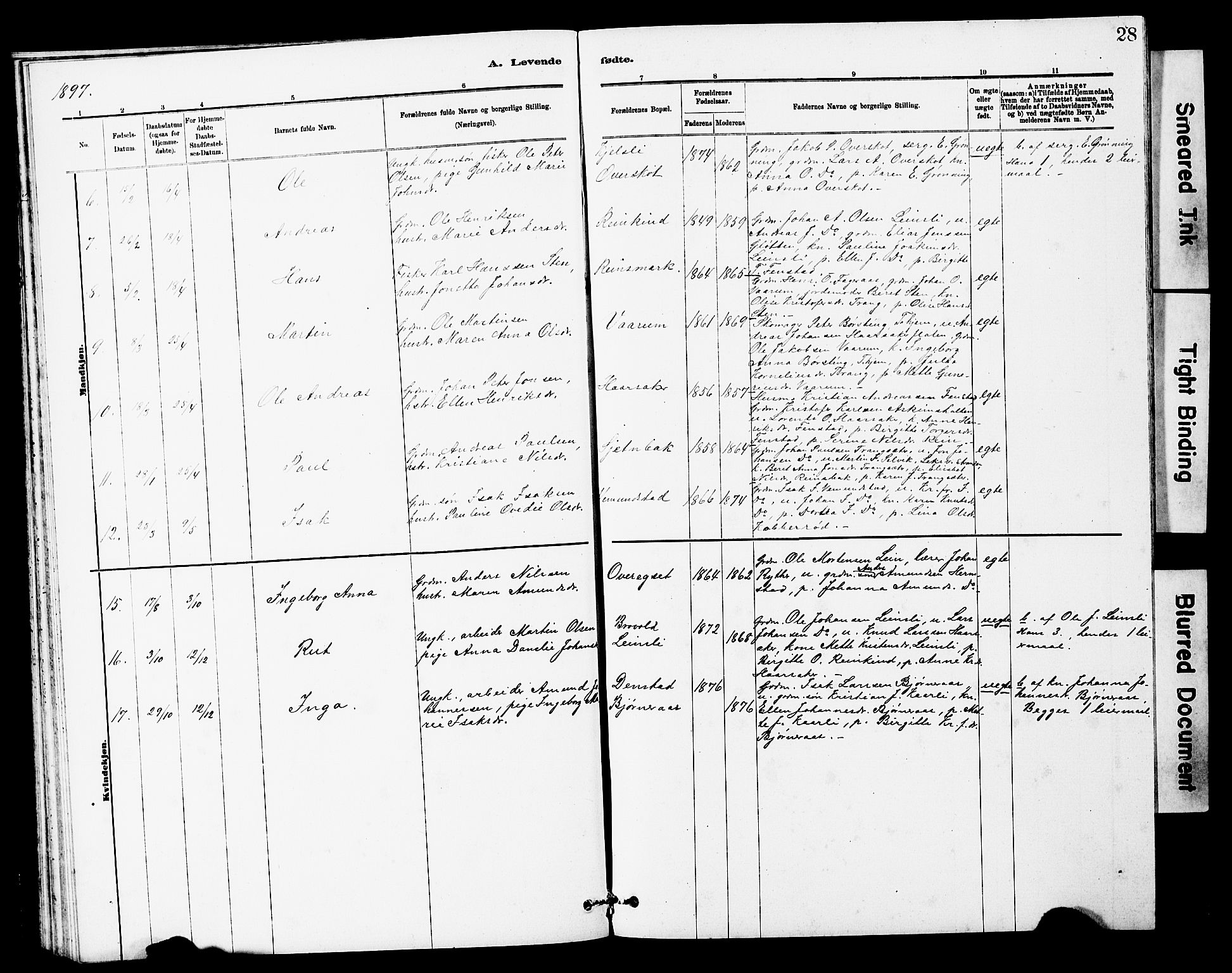 Ministerialprotokoller, klokkerbøker og fødselsregistre - Sør-Trøndelag, SAT/A-1456/646/L0628: Parish register (copy) no. 646C01, 1880-1903, p. 28