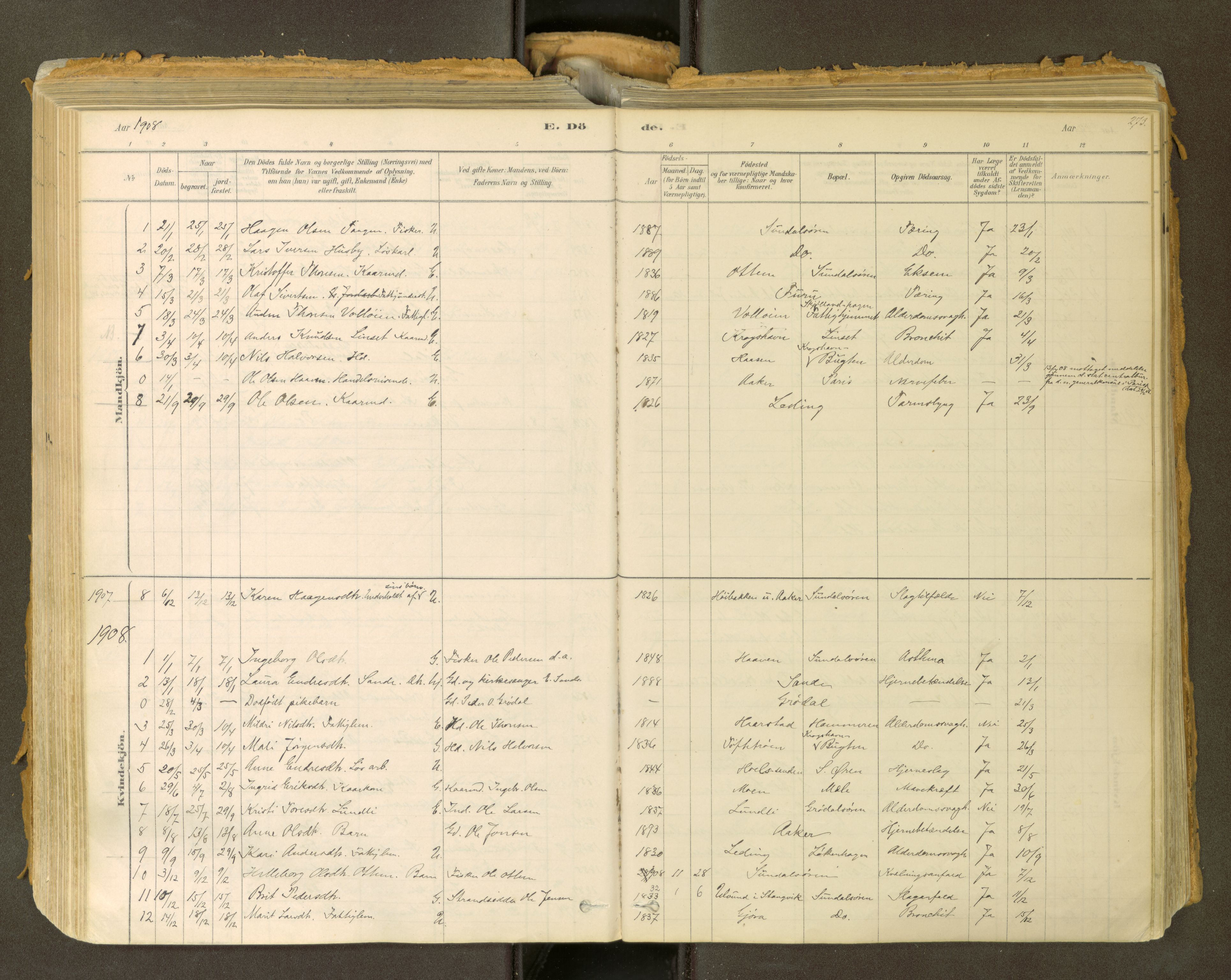 Sunndal sokneprestkontor, SAT/A-1085/1/I/I1/I1a: Parish register (official) no. 2, 1877-1914, p. 273