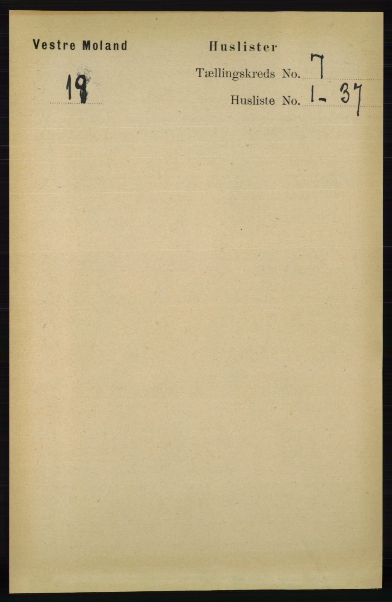 RA, 1891 census for 0926 Vestre Moland, 1891, p. 2759