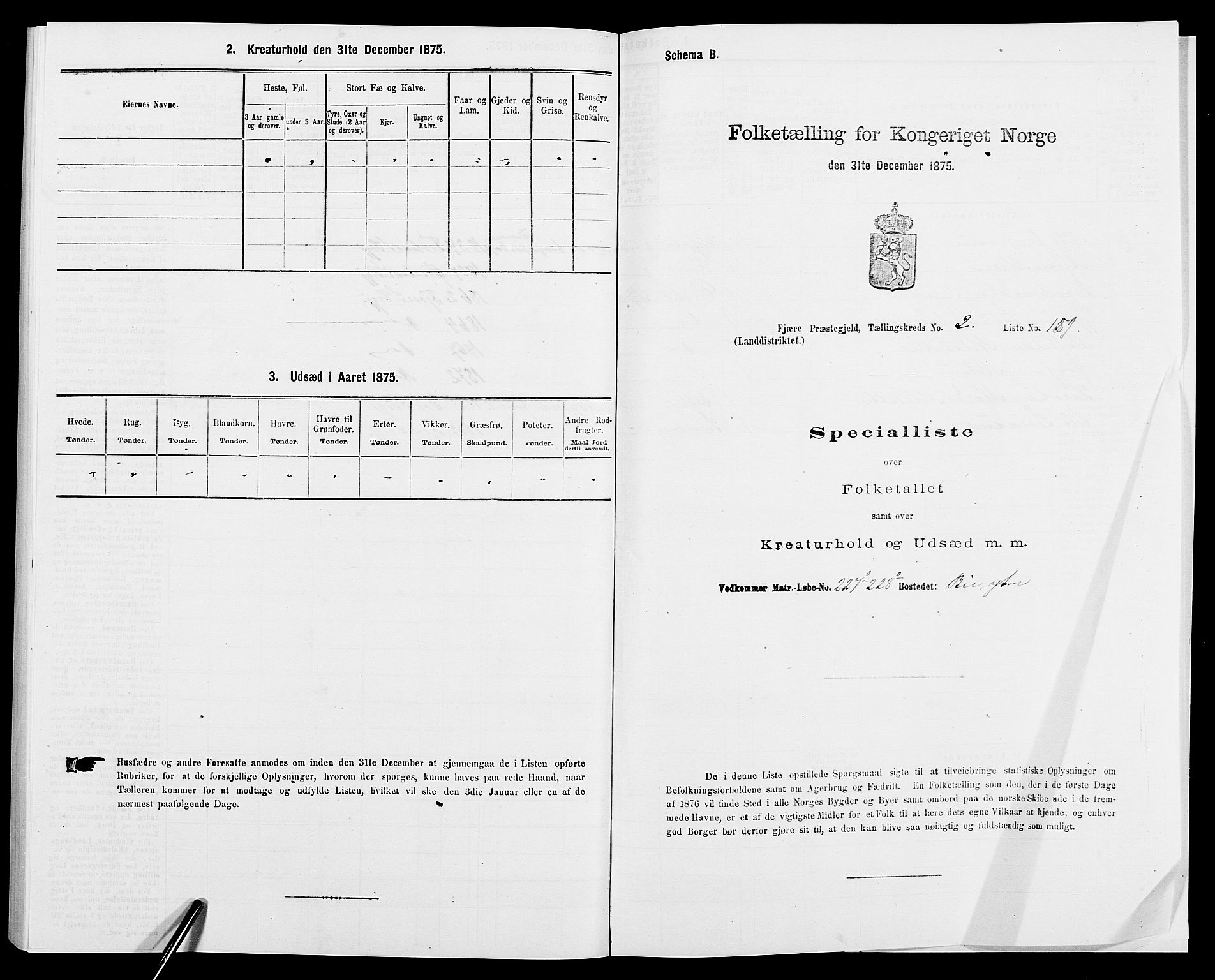 SAK, 1875 census for 0923L Fjære/Fjære, 1875, p. 850