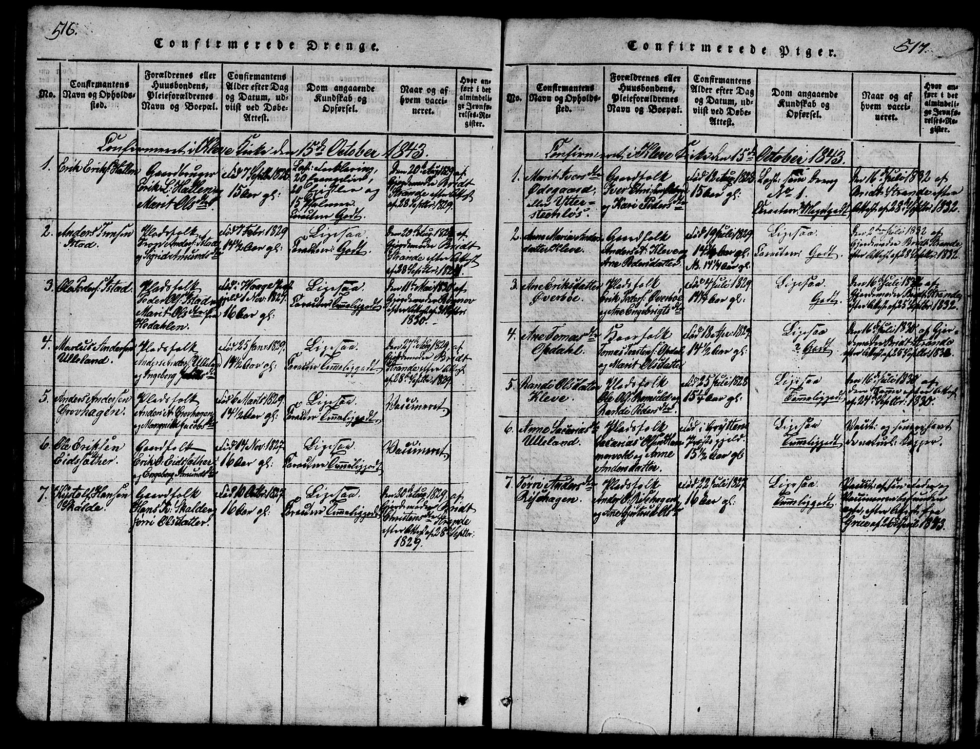 Ministerialprotokoller, klokkerbøker og fødselsregistre - Møre og Romsdal, SAT/A-1454/557/L0683: Parish register (copy) no. 557C01, 1818-1862, p. 516-517
