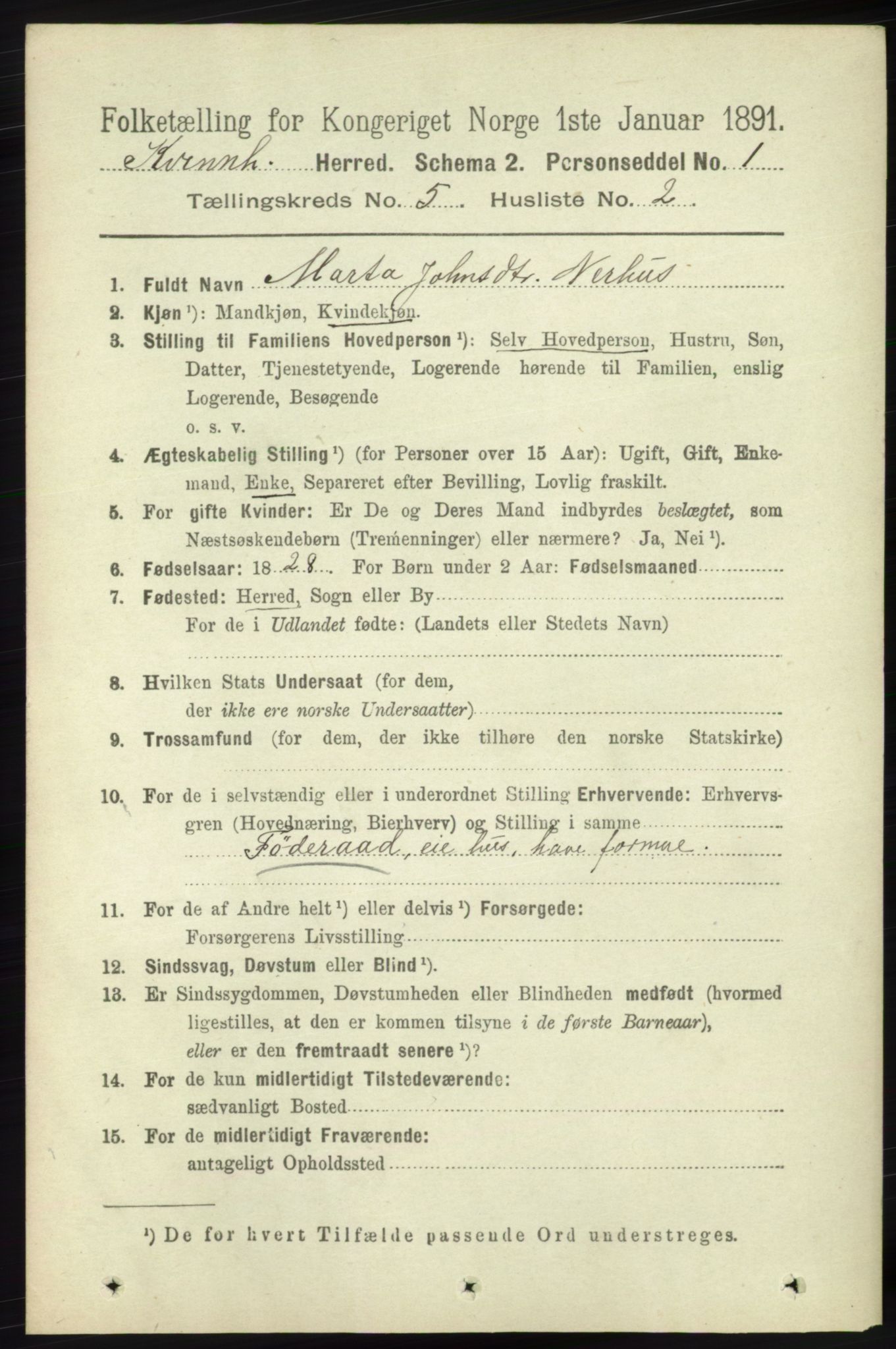 RA, 1891 census for 1224 Kvinnherad, 1891, p. 1747