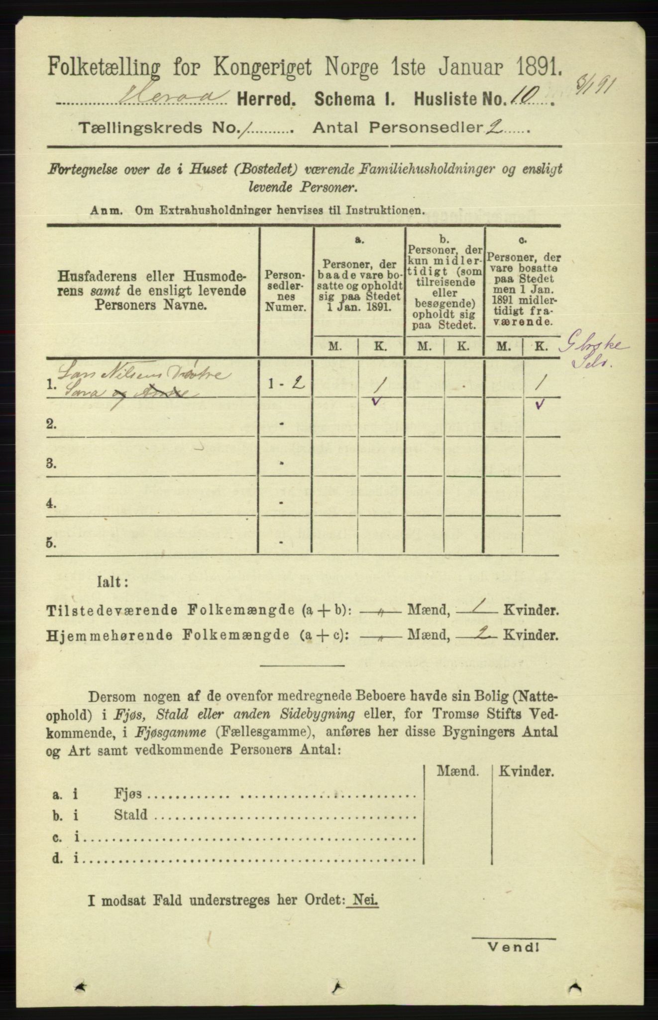 RA, 1891 census for 1039 Herad, 1891, p. 31