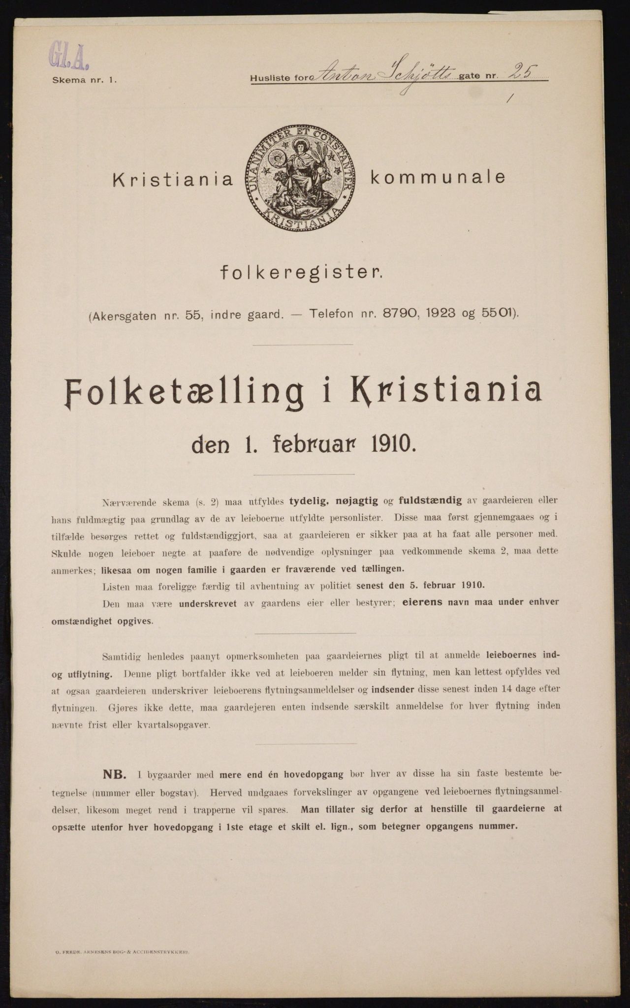 OBA, Municipal Census 1910 for Kristiania, 1910, p. 1242