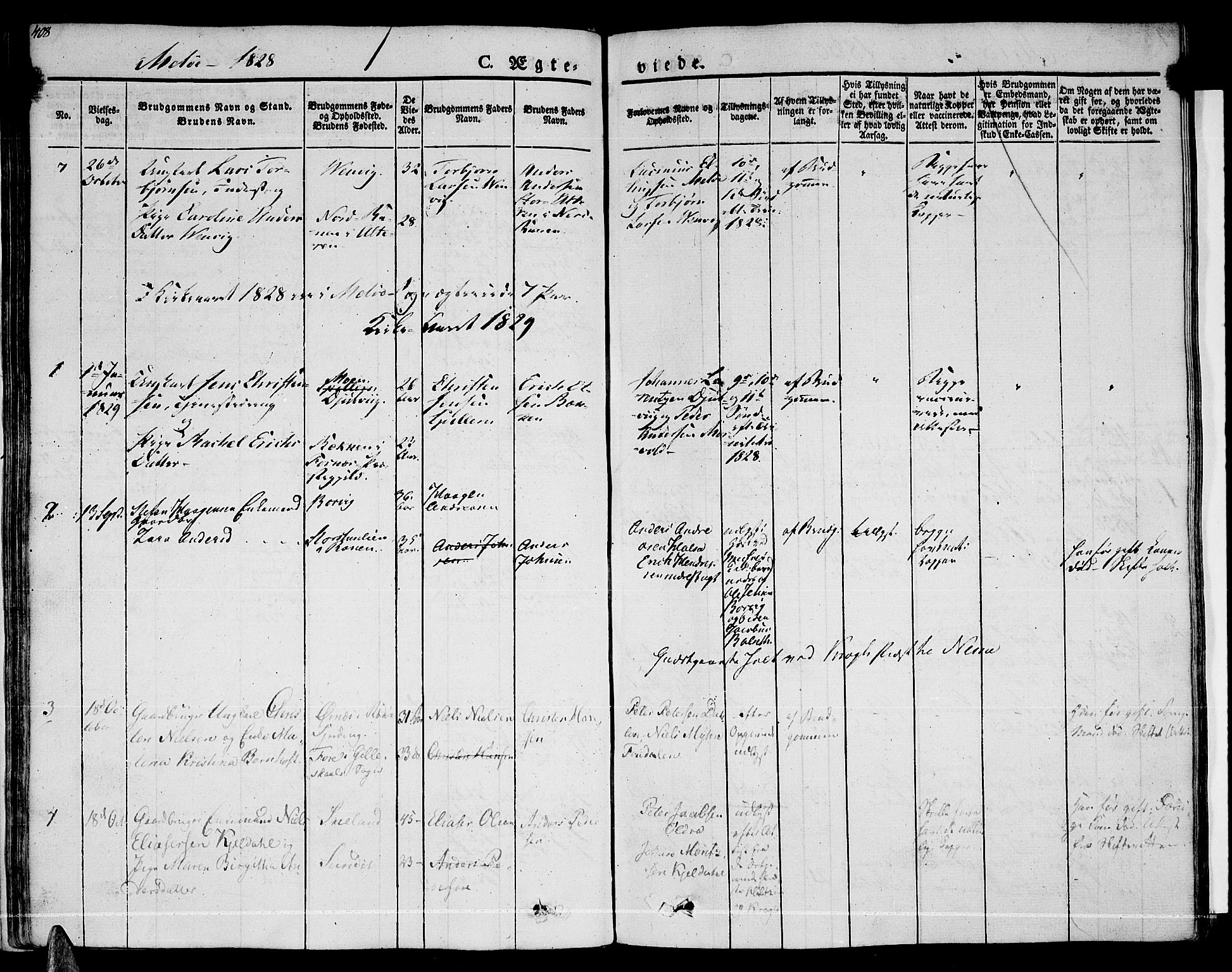 Ministerialprotokoller, klokkerbøker og fødselsregistre - Nordland, SAT/A-1459/841/L0600: Parish register (official) no. 841A07 /2, 1824-1843, p. 408