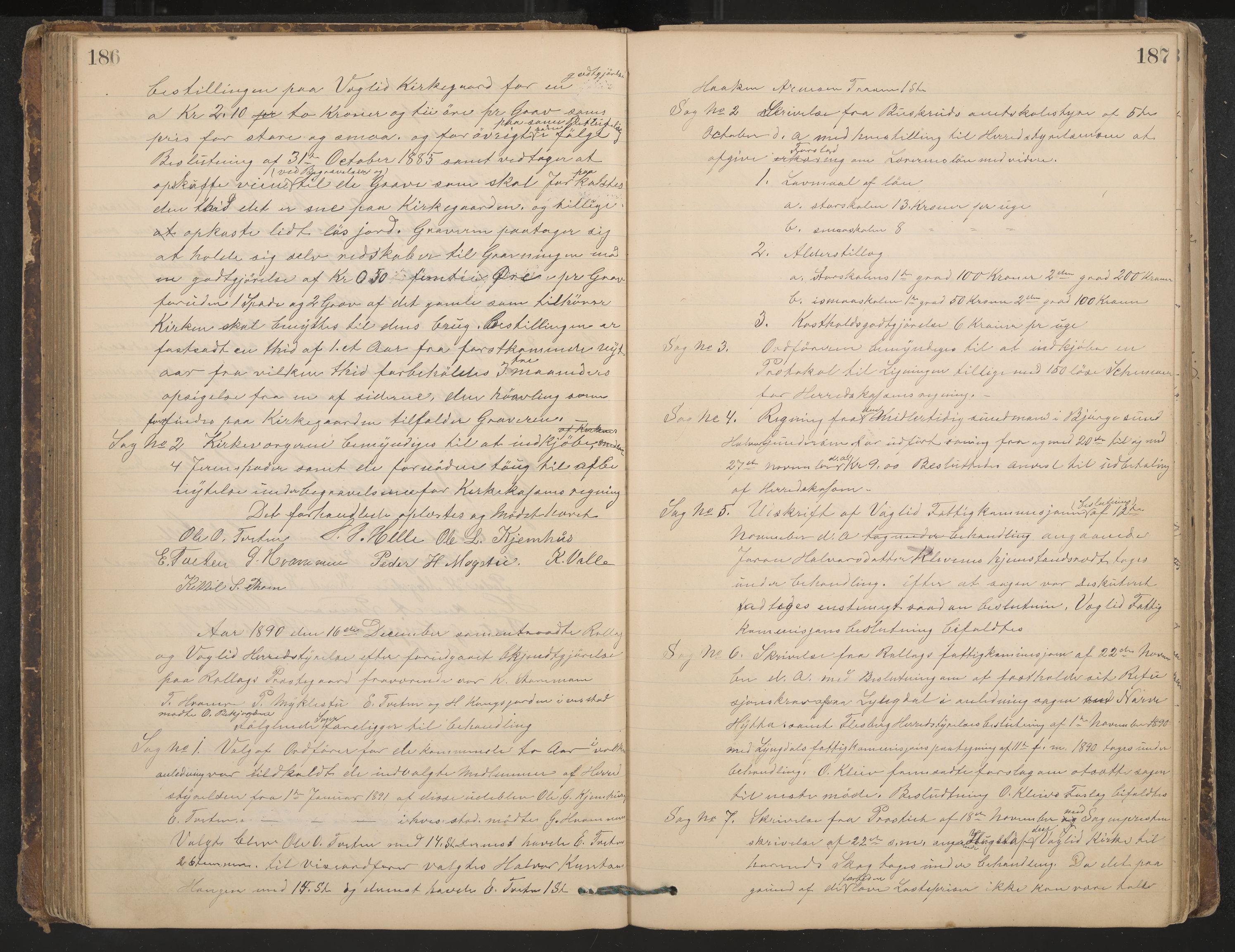 Rollag formannskap og sentraladministrasjon, IKAK/0632021-2/A/Aa/L0003: Møtebok, 1884-1897, p. 186-187