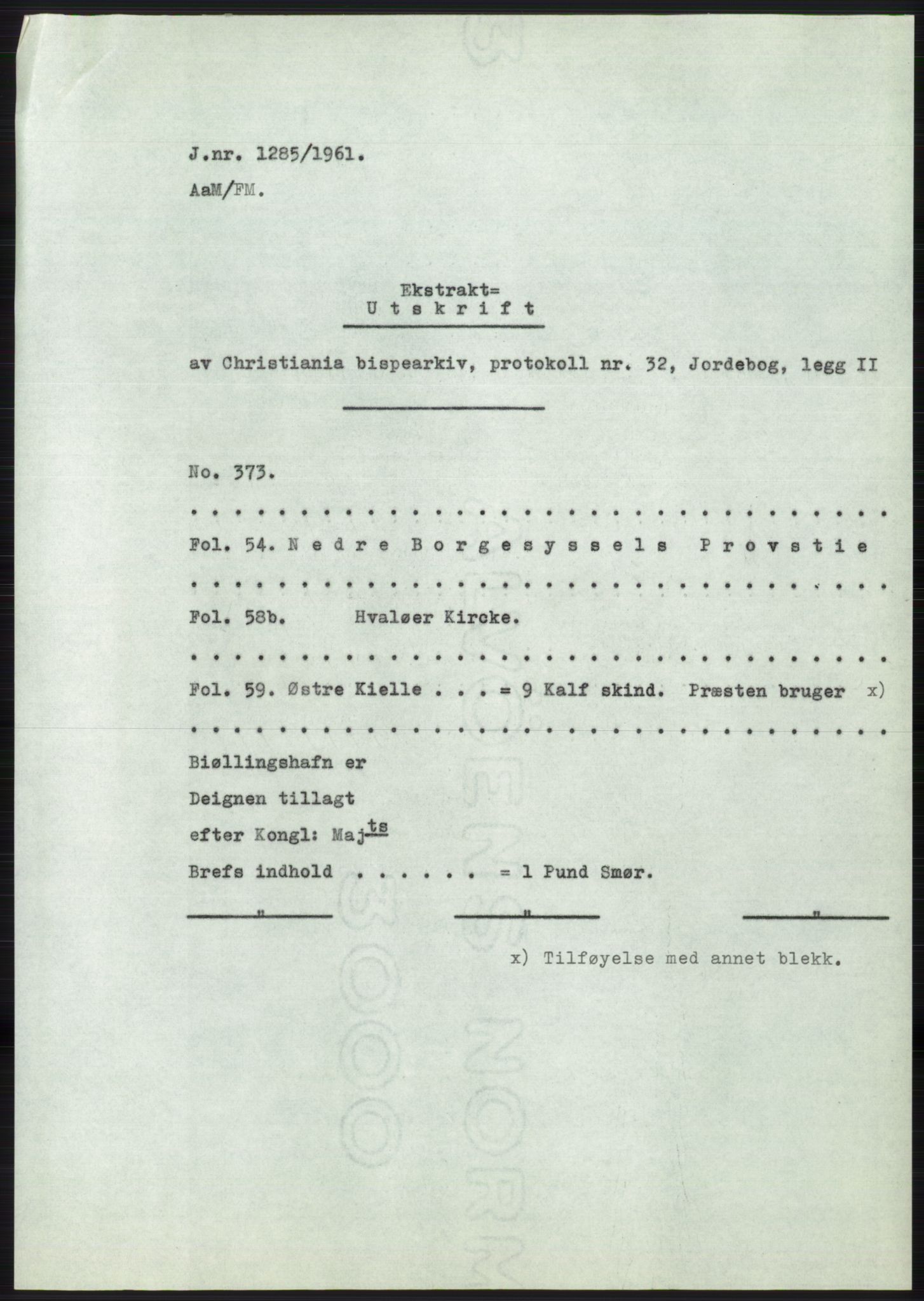 Statsarkivet i Oslo, SAO/A-10621/Z/Zd/L0014: Avskrifter, j.nr 1101-1809/1961, 1961, p. 94