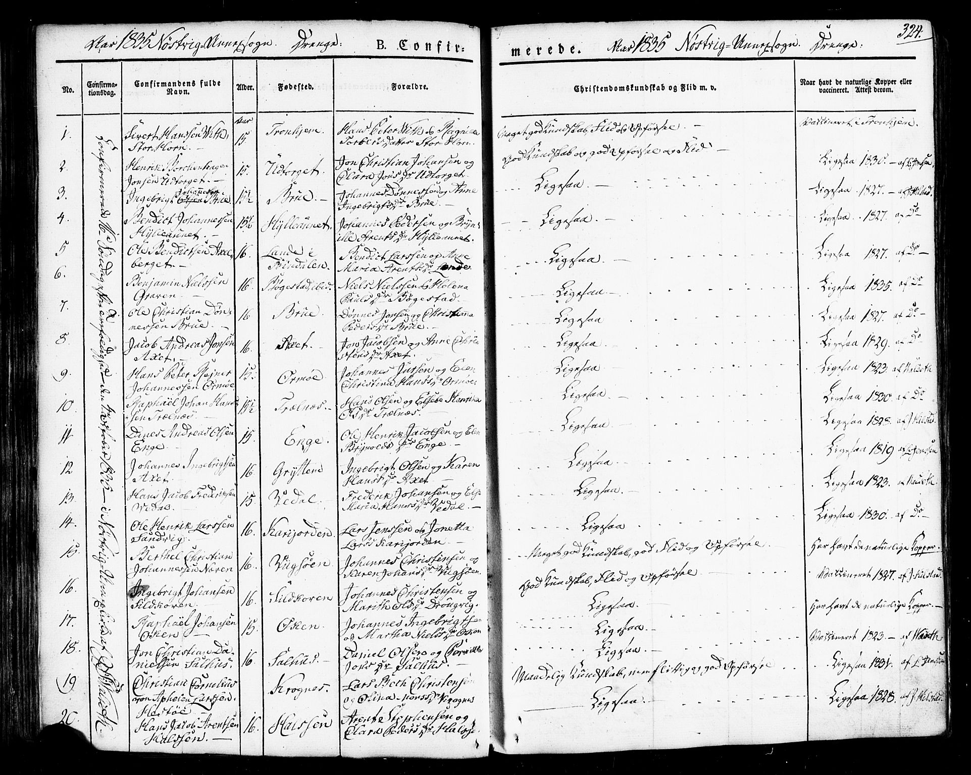 Ministerialprotokoller, klokkerbøker og fødselsregistre - Nordland, SAT/A-1459/814/L0224: Parish register (official) no. 814A05, 1834-1874, p. 324