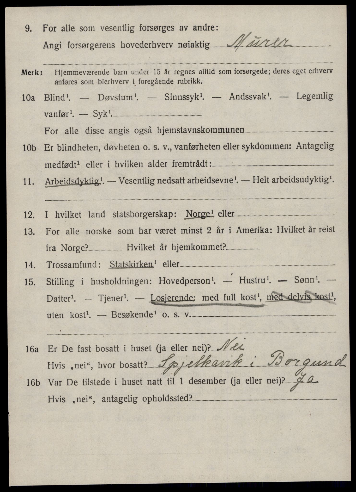 SAT, 1920 census for Borgund, 1920, p. 7799