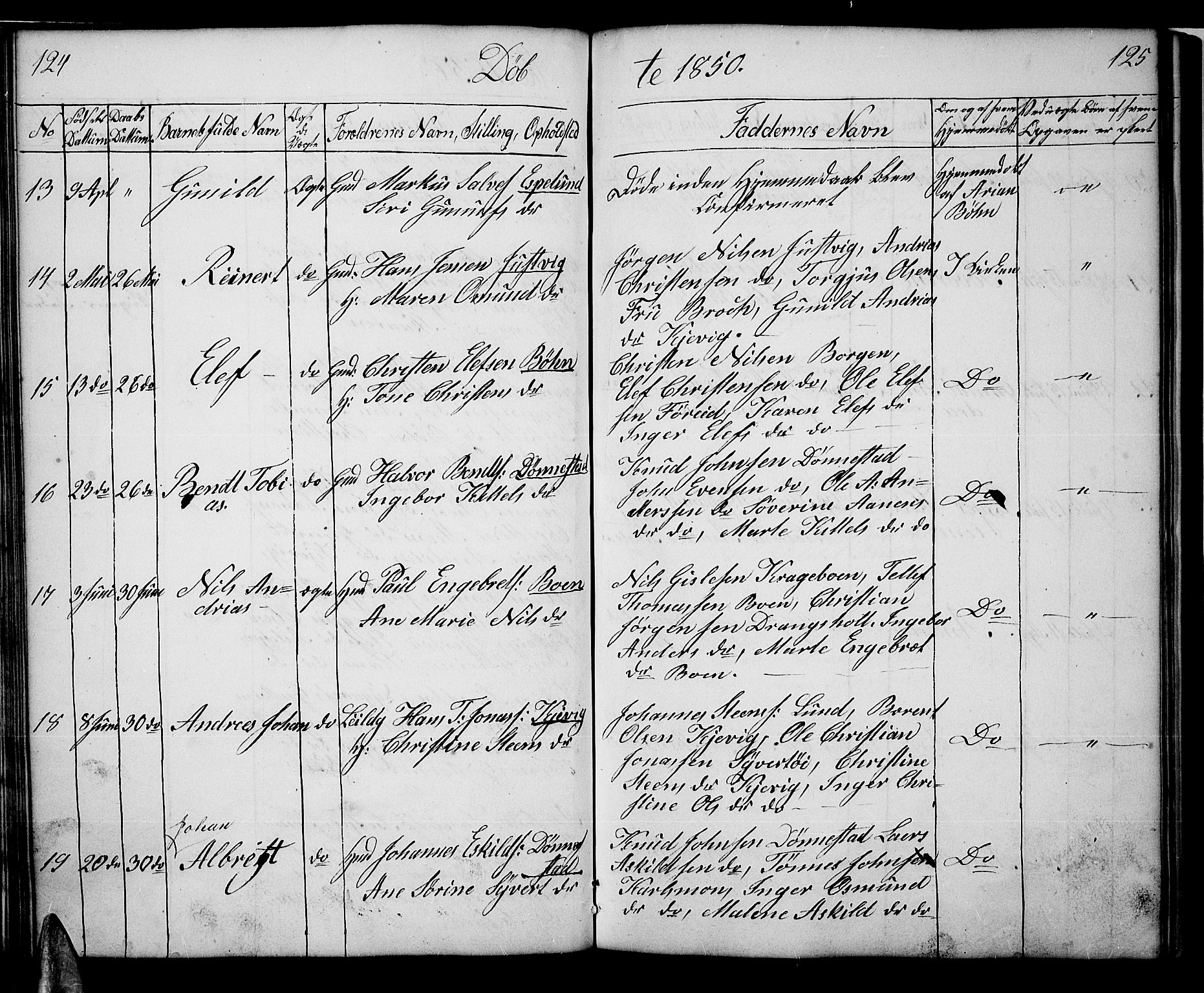 Tveit sokneprestkontor, SAK/1111-0043/F/Fb/L0002: Parish register (copy) no. B 2, 1835-1854, p. 124-125