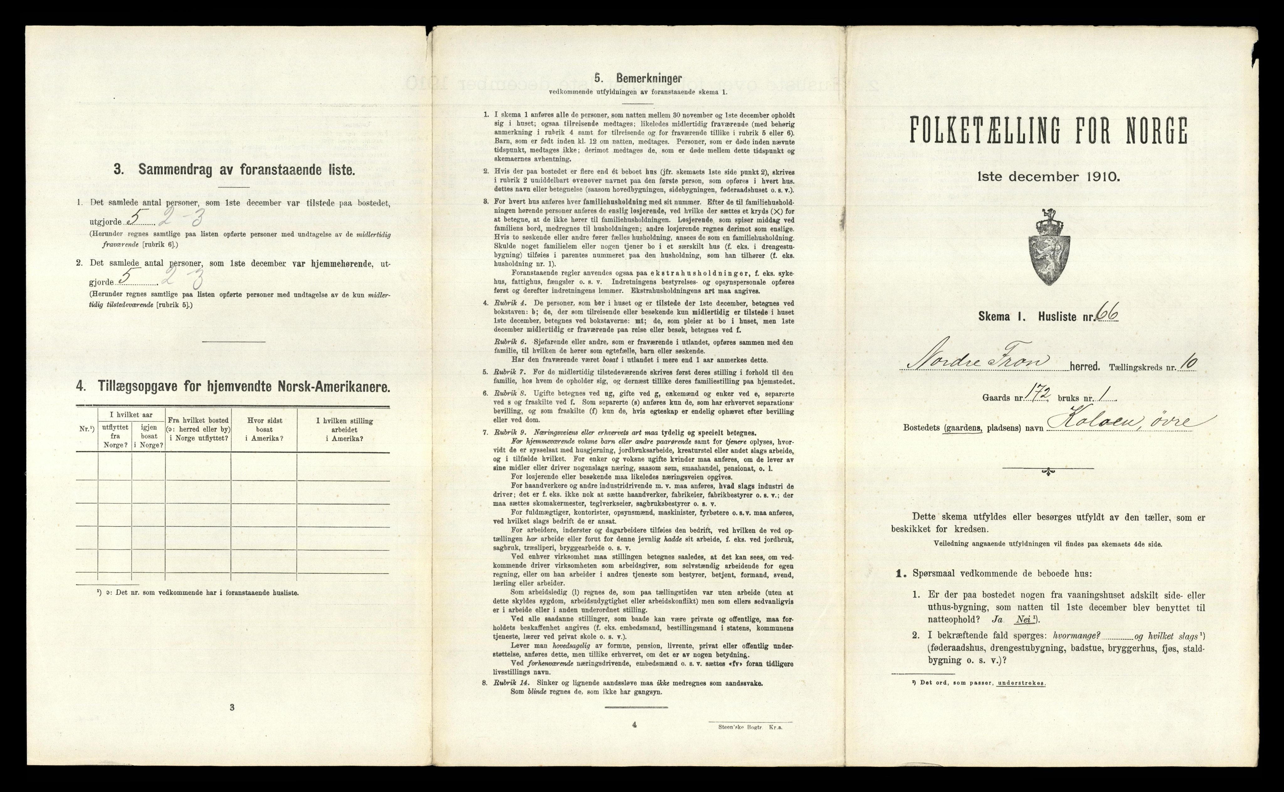 RA, 1910 census for Nord-Fron, 1910, p. 1364