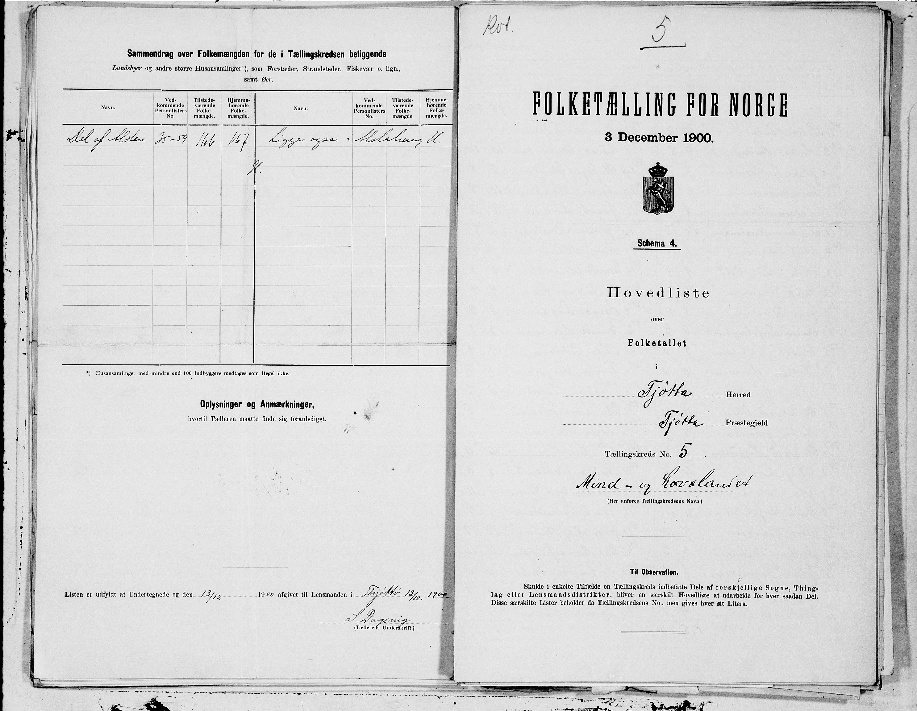 SAT, 1900 census for Tjøtta, 1900, p. 12