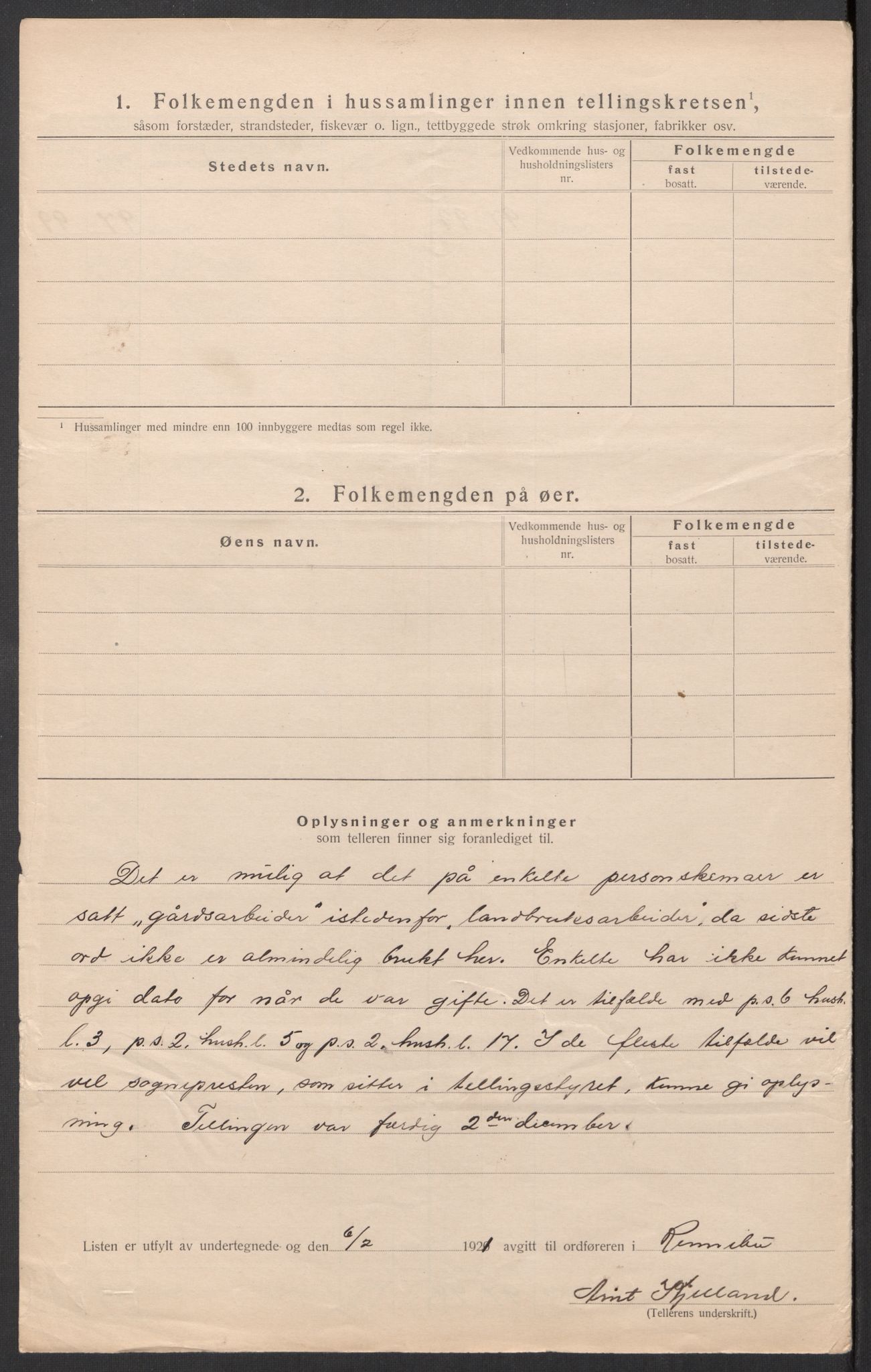 SAT, 1920 census for Rennebu, 1920, p. 8