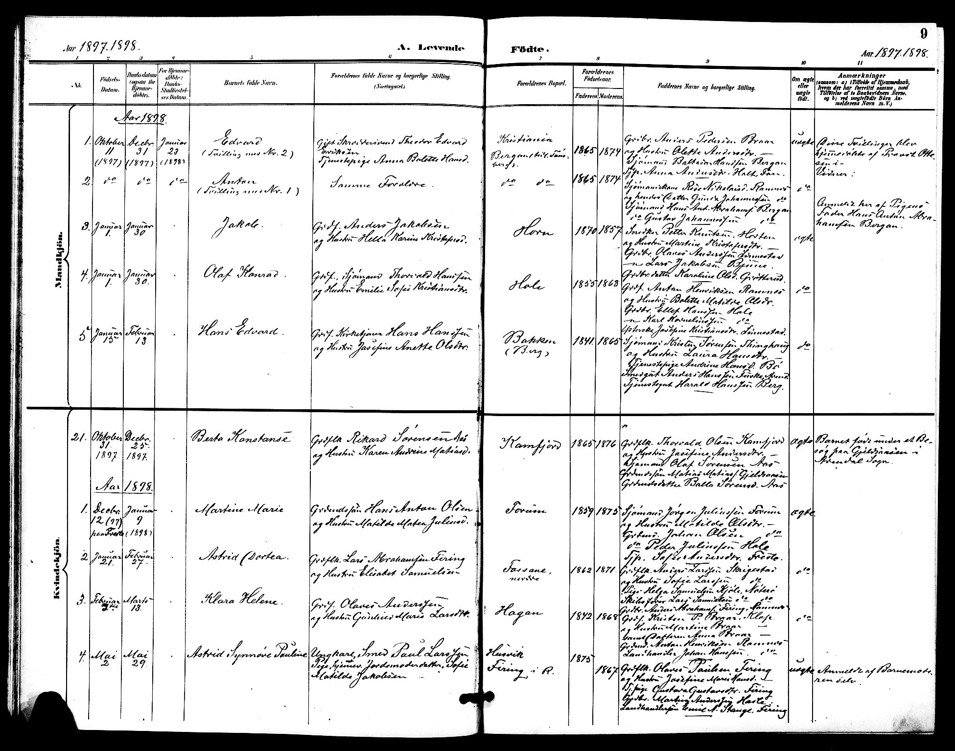 Ramnes kirkebøker, AV/SAKO-A-314/G/Ga/L0004: Parish register (copy) no. I 4, 1896-1911, p. 9