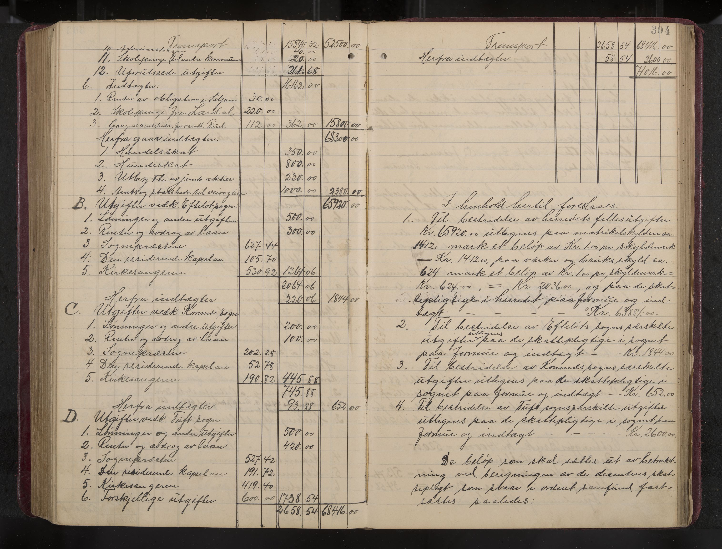 Ytre Sandsvær formannskap og sentraladministrasjon, IKAK/0629021/A/Aa/L0001: Møtebok med register, 1902-1919, p. 304