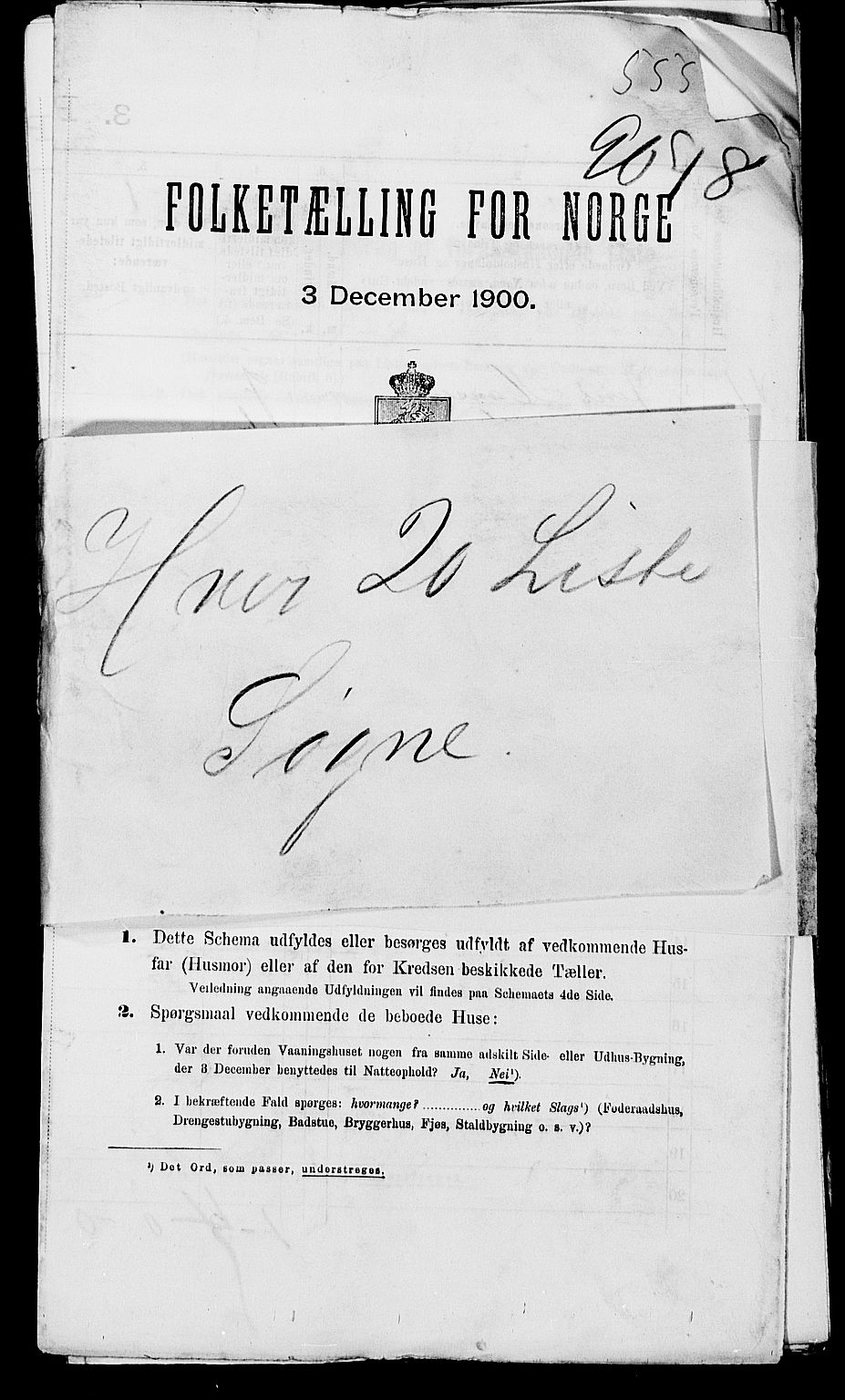 SAK, 1900 census for Søgne, 1900, p. 66