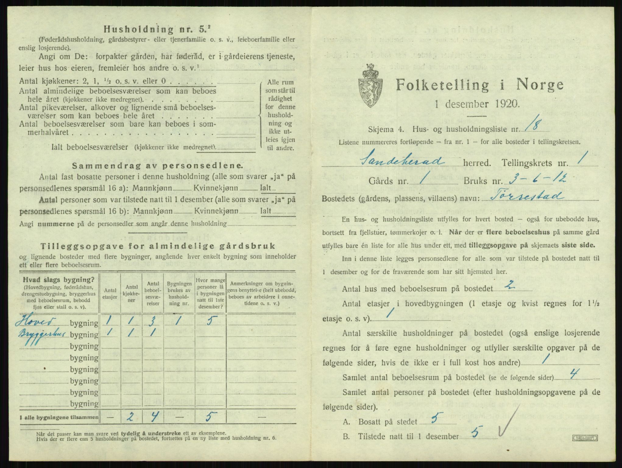 SAKO, 1920 census for Sandeherred, 1920, p. 113