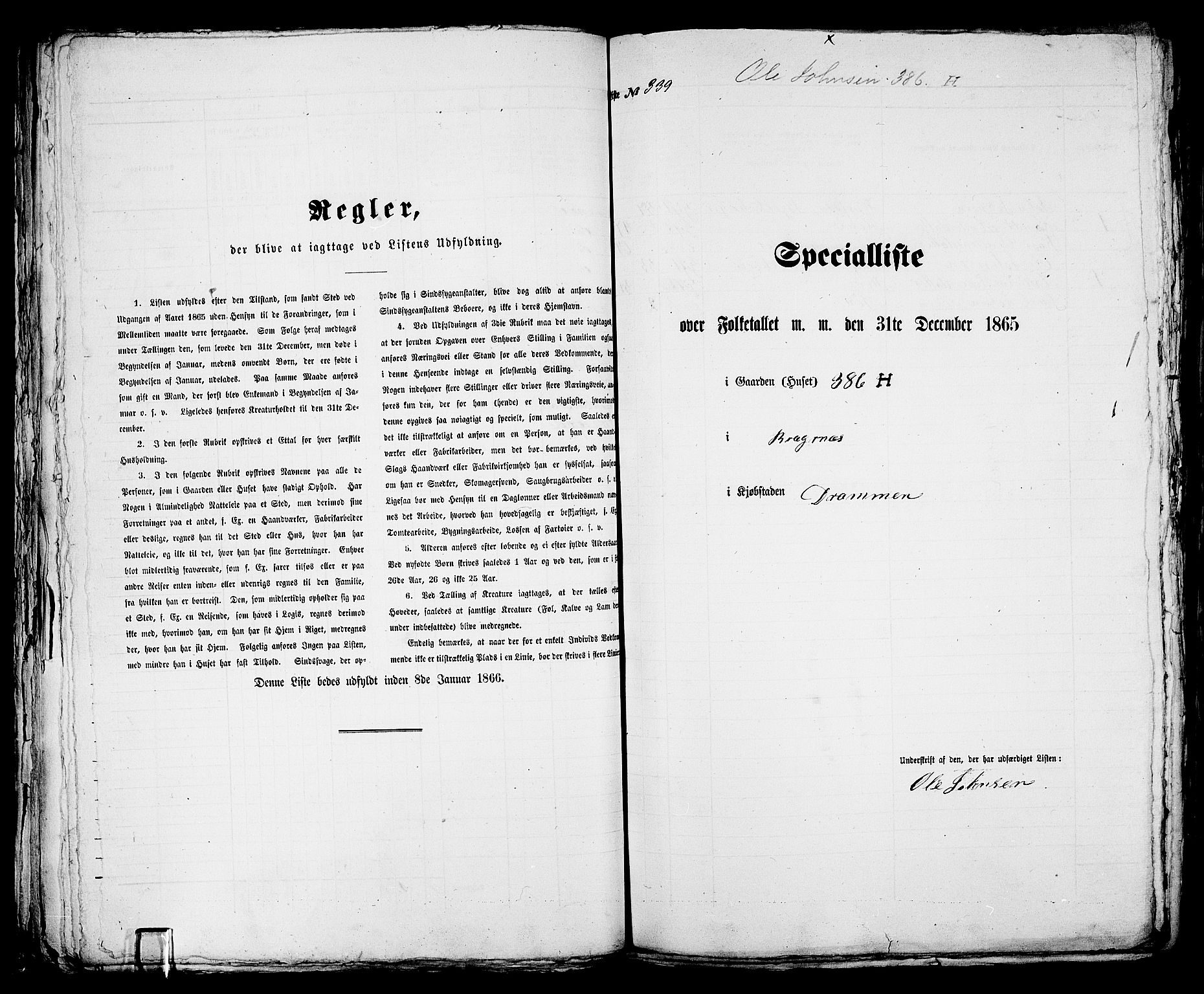 RA, 1865 census for Bragernes in Drammen, 1865, p. 711