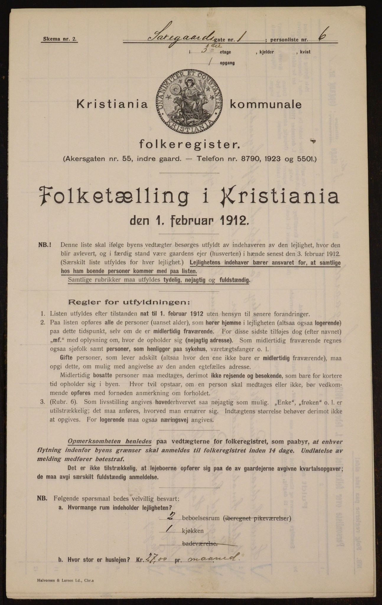 OBA, Municipal Census 1912 for Kristiania, 1912, p. 89538