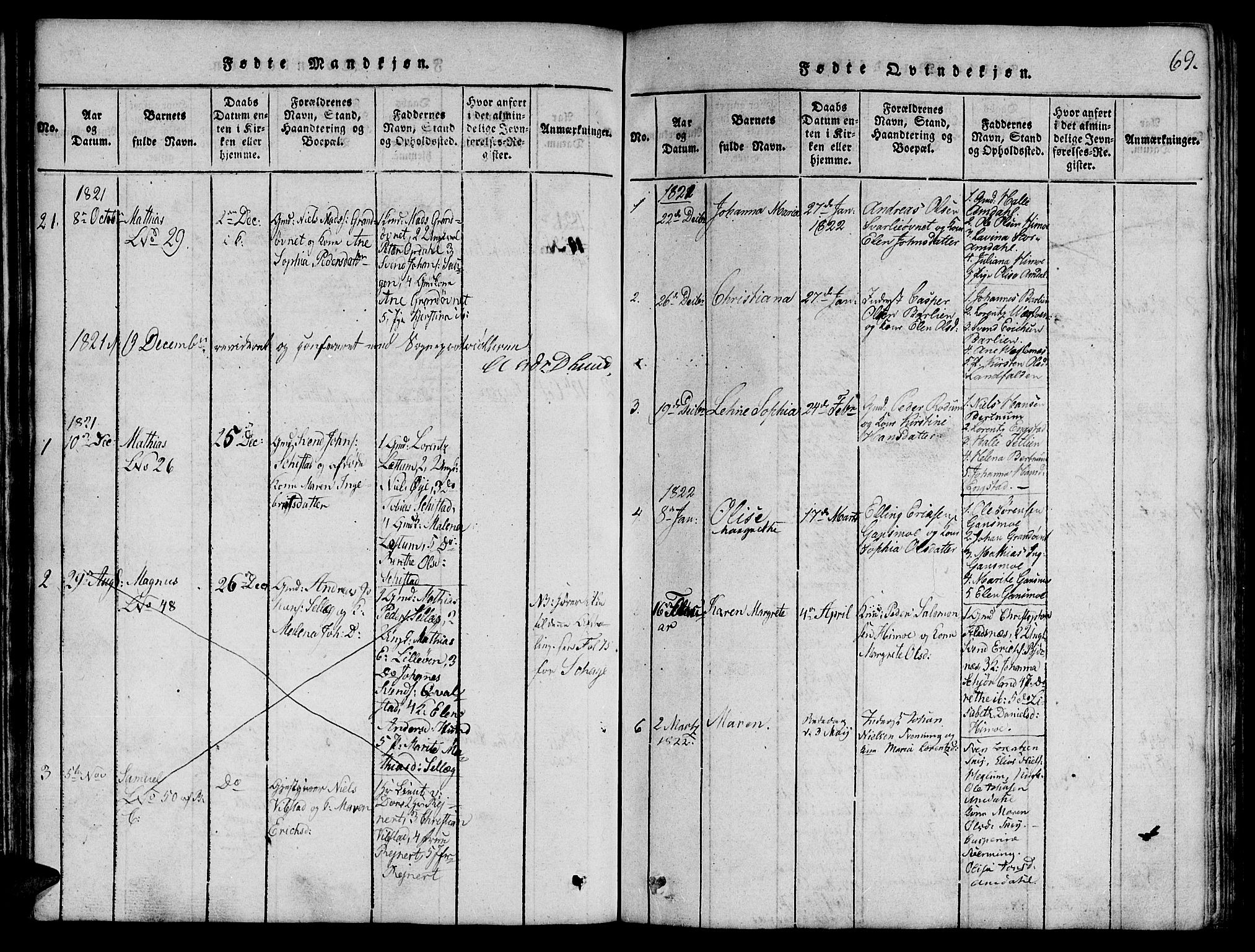 Ministerialprotokoller, klokkerbøker og fødselsregistre - Nord-Trøndelag, SAT/A-1458/764/L0546: Parish register (official) no. 764A06 /1, 1816-1823, p. 69