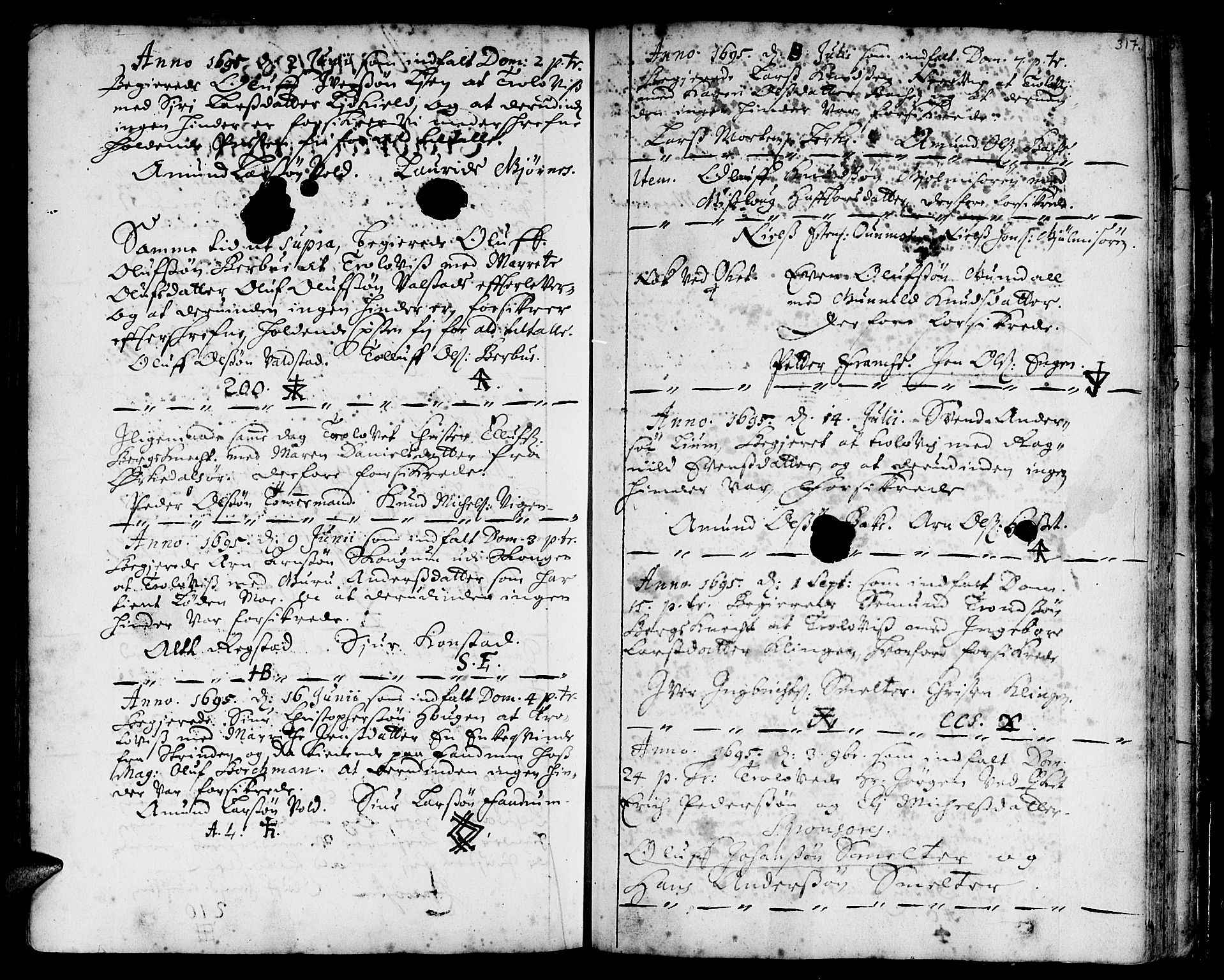 Ministerialprotokoller, klokkerbøker og fødselsregistre - Sør-Trøndelag, SAT/A-1456/668/L0801: Parish register (official) no. 668A01, 1695-1716, p. 316-317