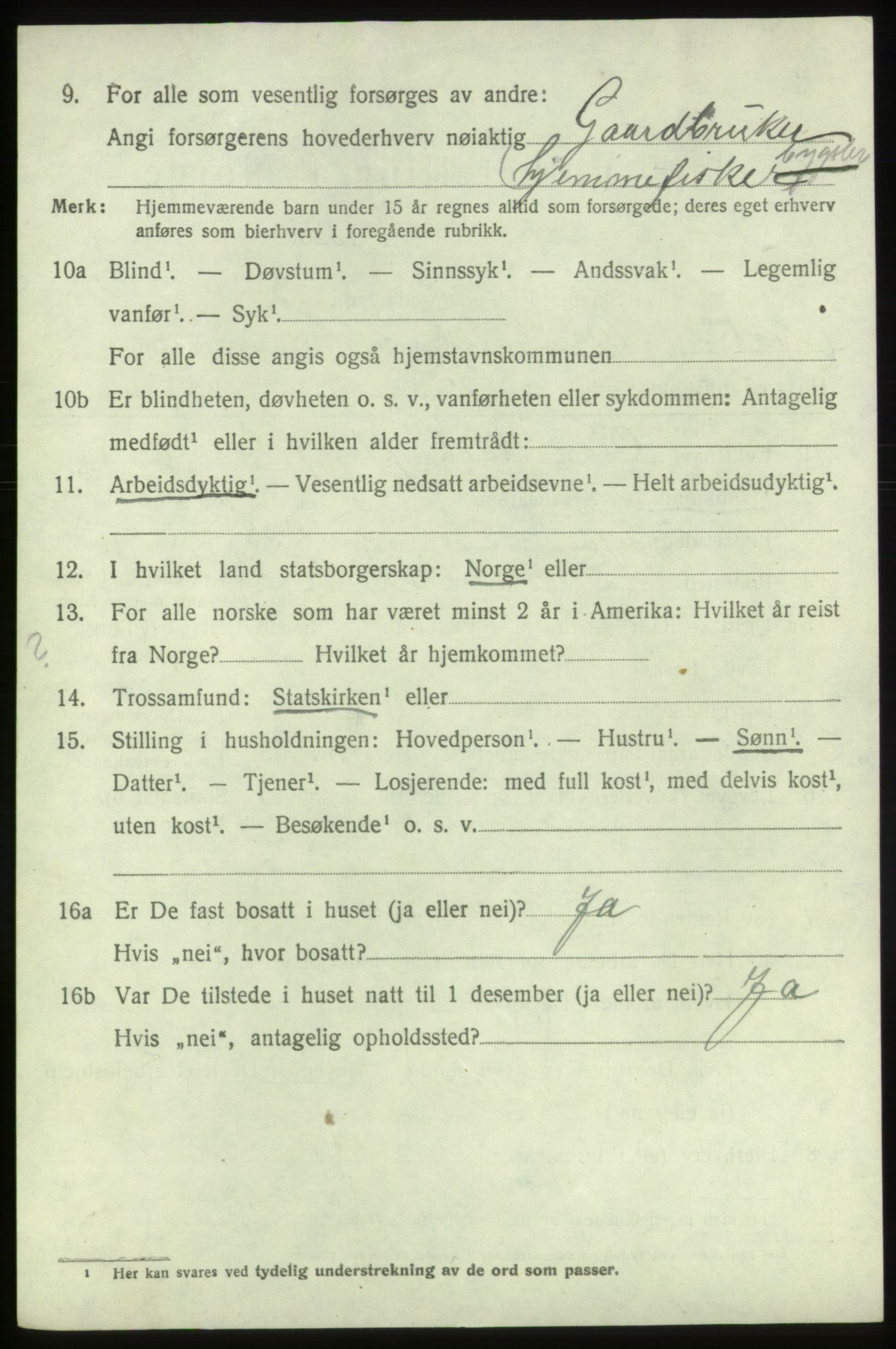 SAB, 1920 census for Bremnes, 1920, p. 1333
