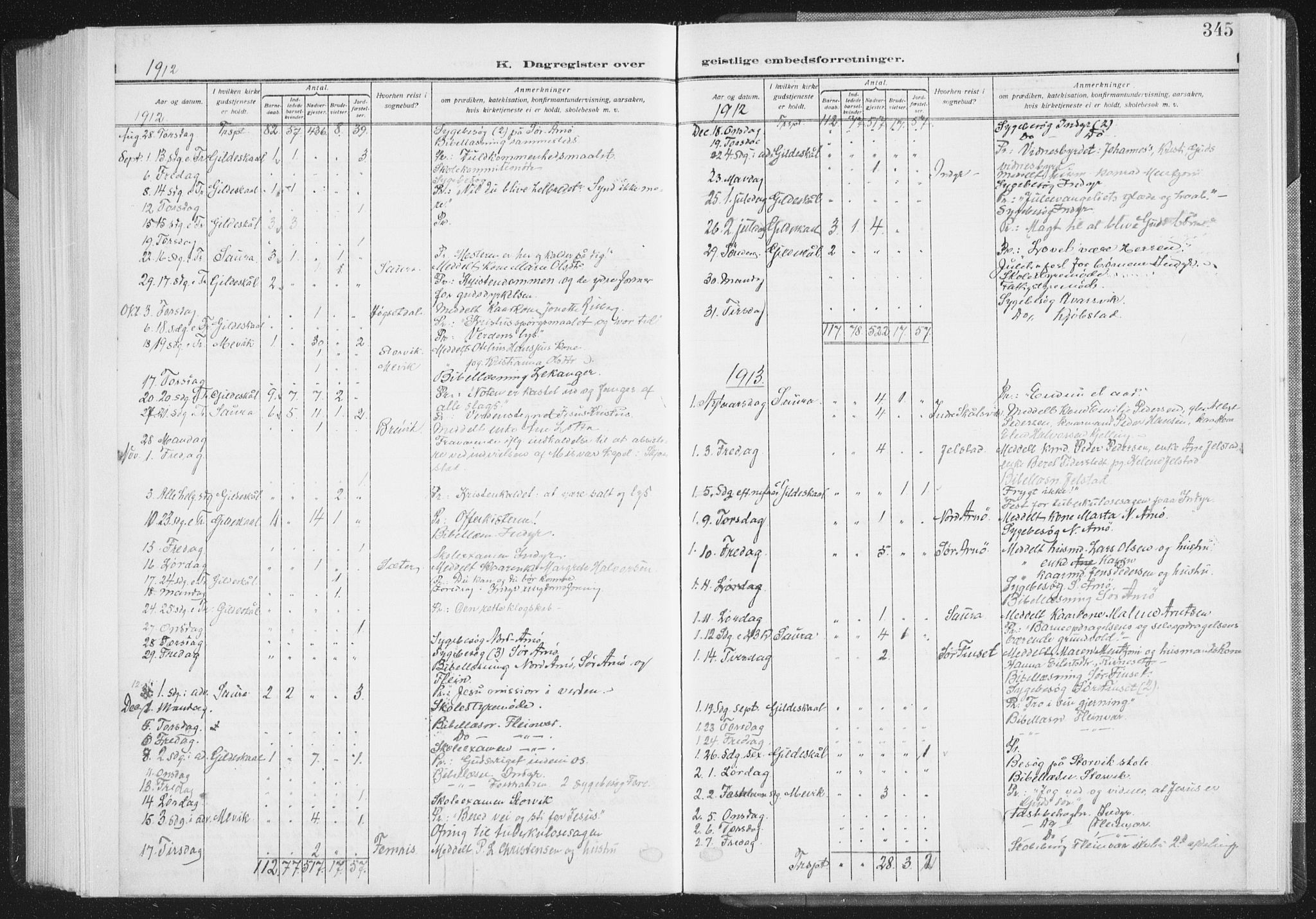 Ministerialprotokoller, klokkerbøker og fødselsregistre - Nordland, AV/SAT-A-1459/805/L0104: Parish register (official) no. 805A09, 1909-1926, p. 345