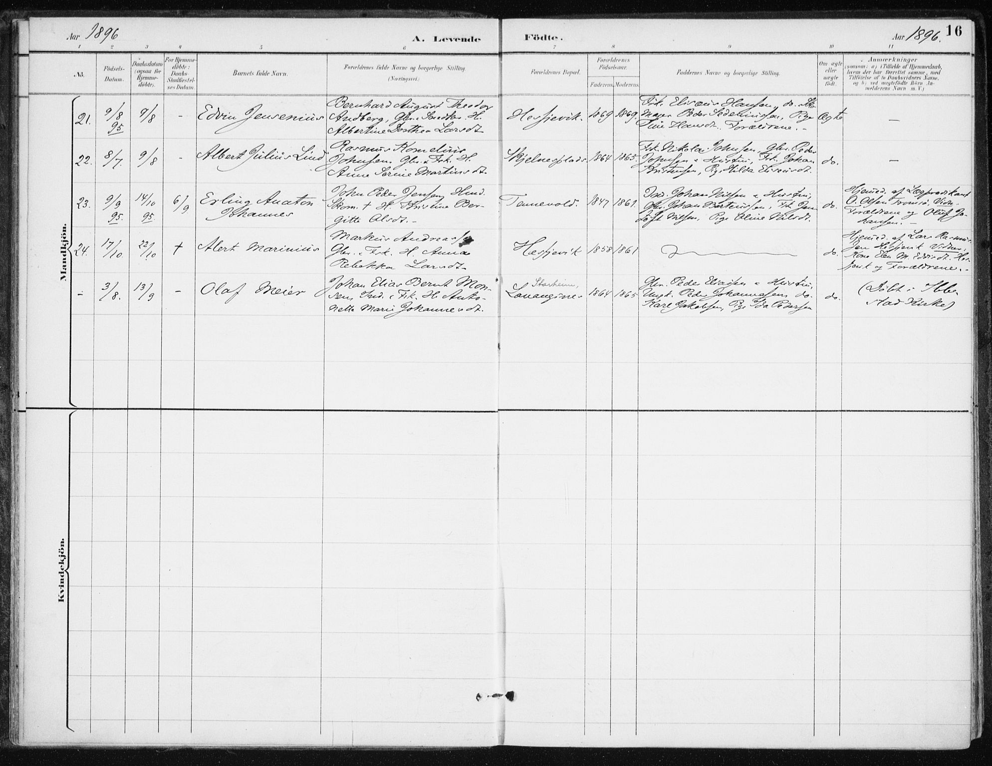 Salangen sokneprestembete, AV/SATØ-S-1324/H/Ha/L0001kirke: Parish register (official) no. 1, 1893-1911, p. 16