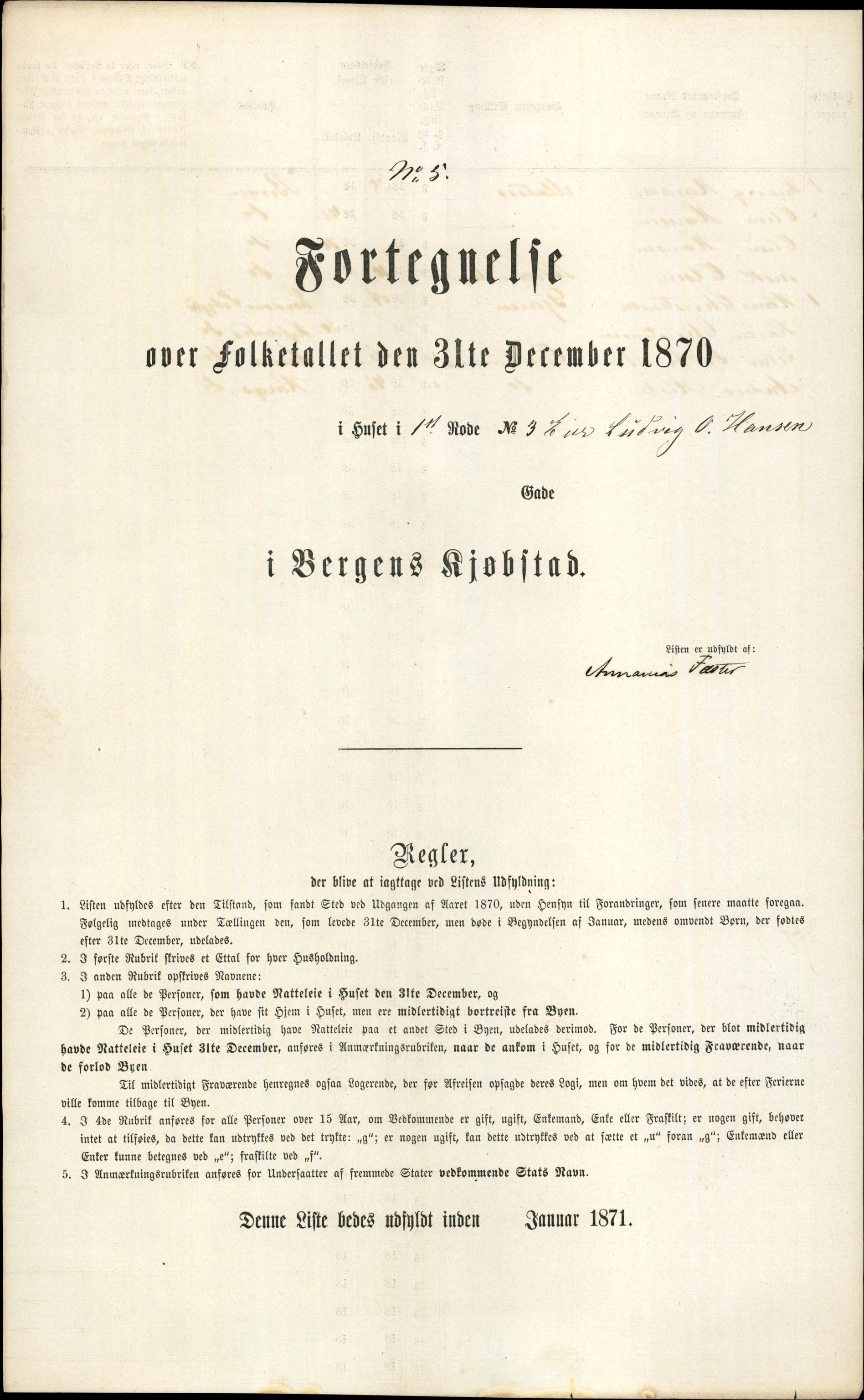 RA, 1870 census for 1301 Bergen, 1870