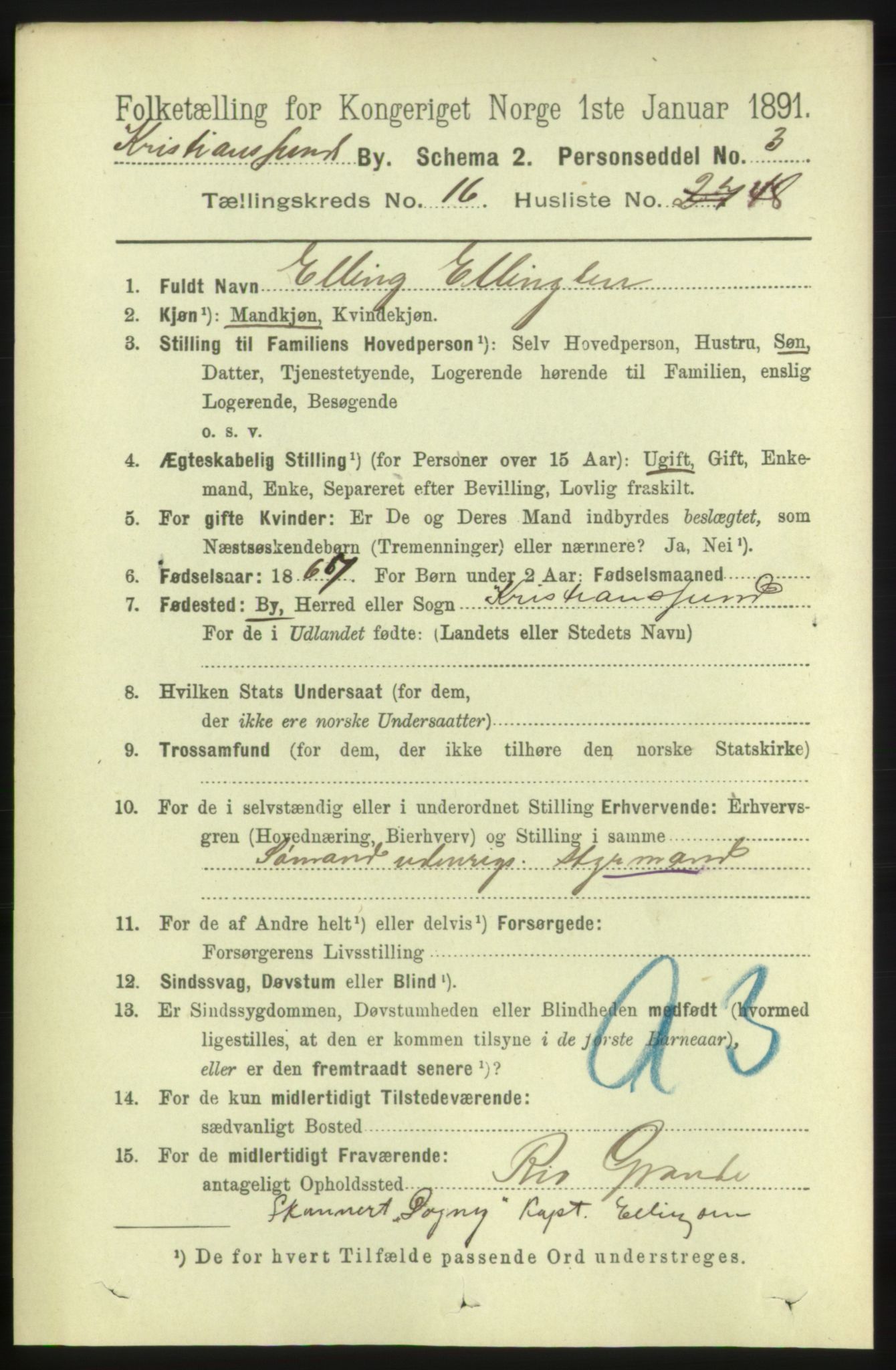 RA, 1891 census for 1503 Kristiansund, 1891, p. 11644