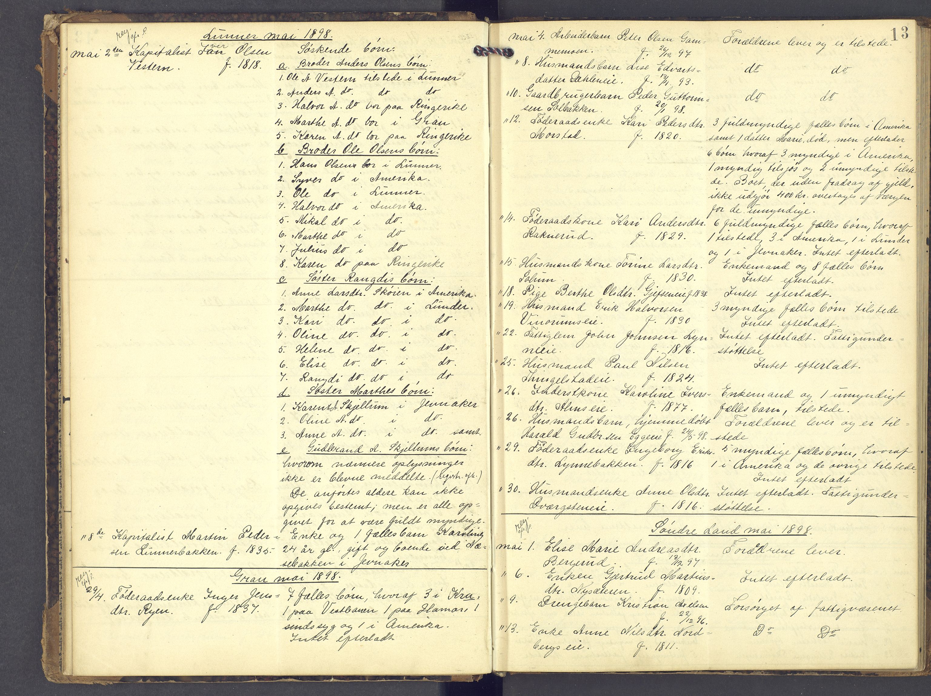 Hadeland og Land tingrett, AV/SAH-TING-010/J/Jg/L0007: Dødsfallsprotokoll, 1896-1907, p. 12b-13a