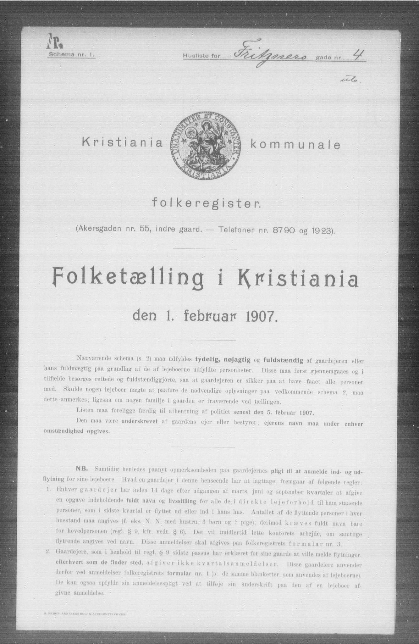 OBA, Municipal Census 1907 for Kristiania, 1907, p. 13714