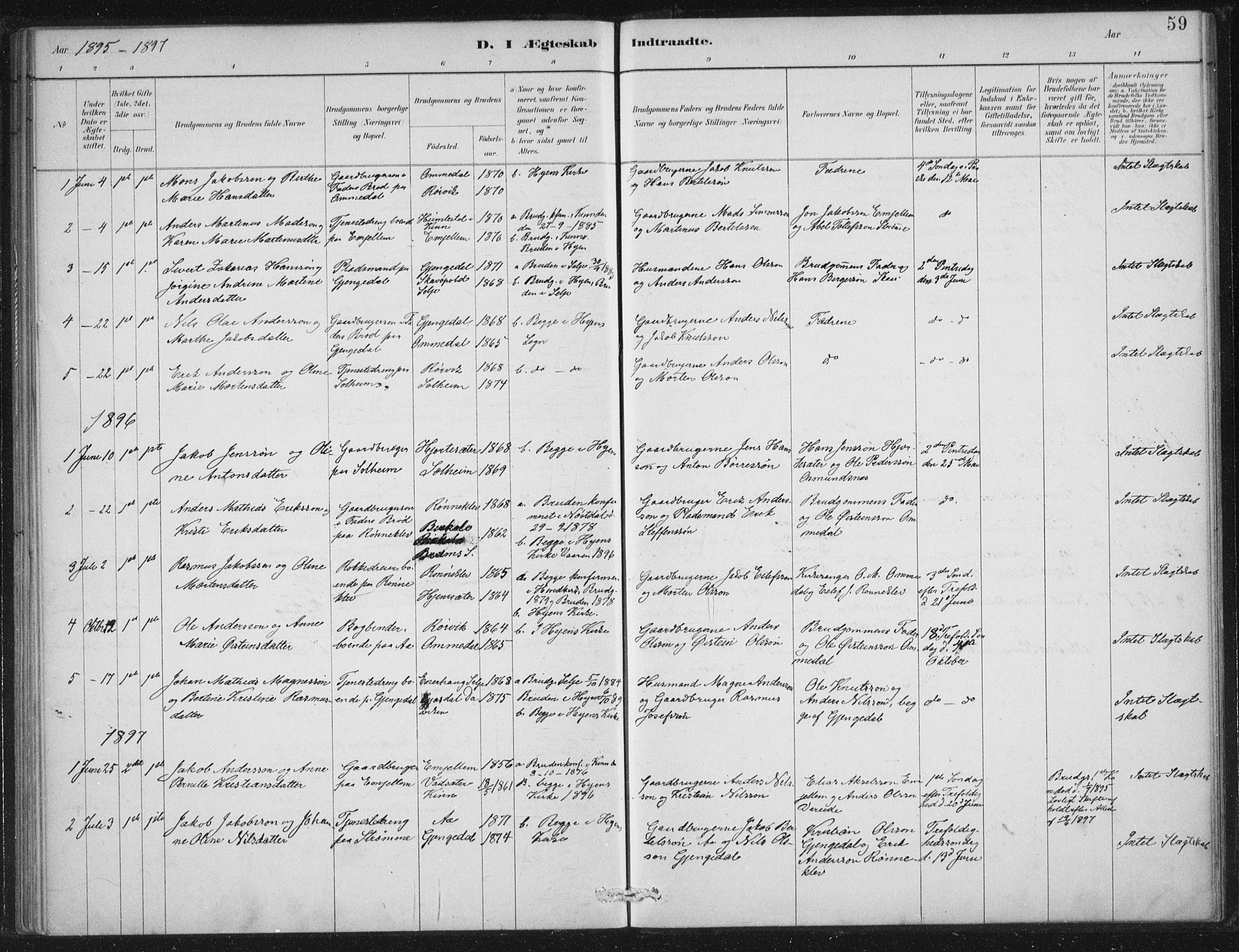 Gloppen sokneprestembete, SAB/A-80101/H/Haa/Haae/L0001: Parish register (official) no. E  1, 1885-1904, p. 59