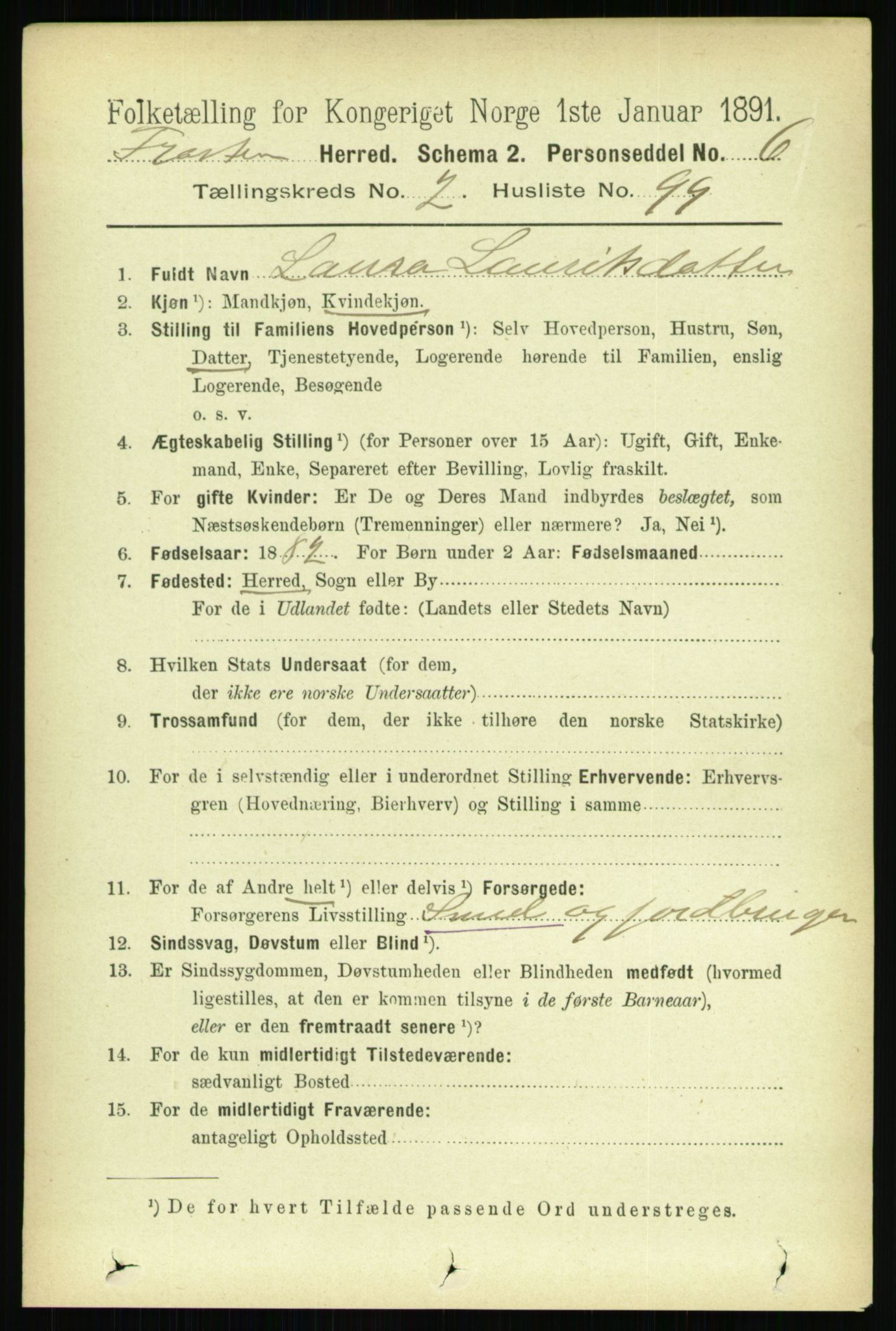 RA, 1891 census for 1717 Frosta, 1891, p. 1687