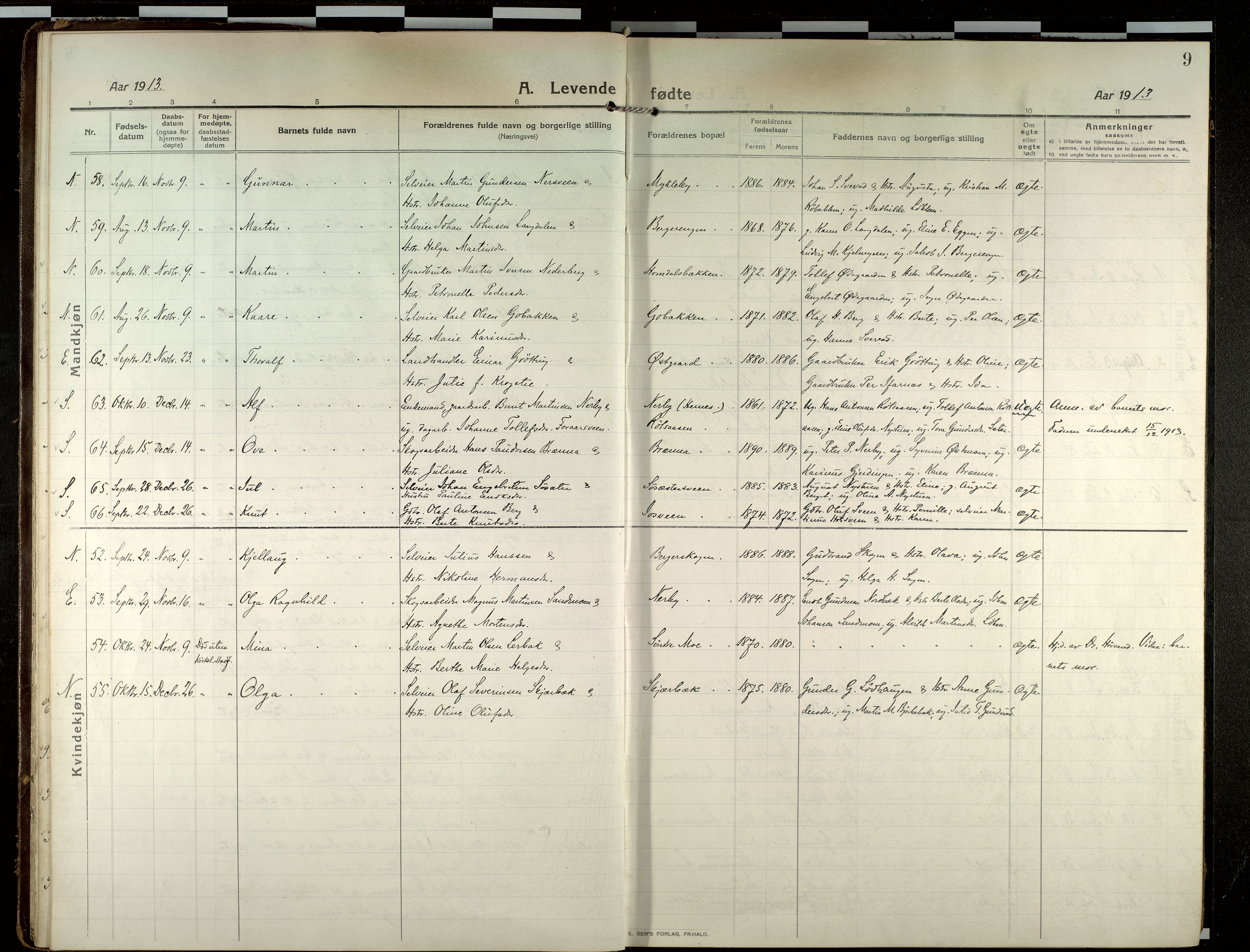 Elverum prestekontor, AV/SAH-PREST-044/H/Ha/Haa/L0022: Parish register (official) no. 22, 1913-1924, p. 9