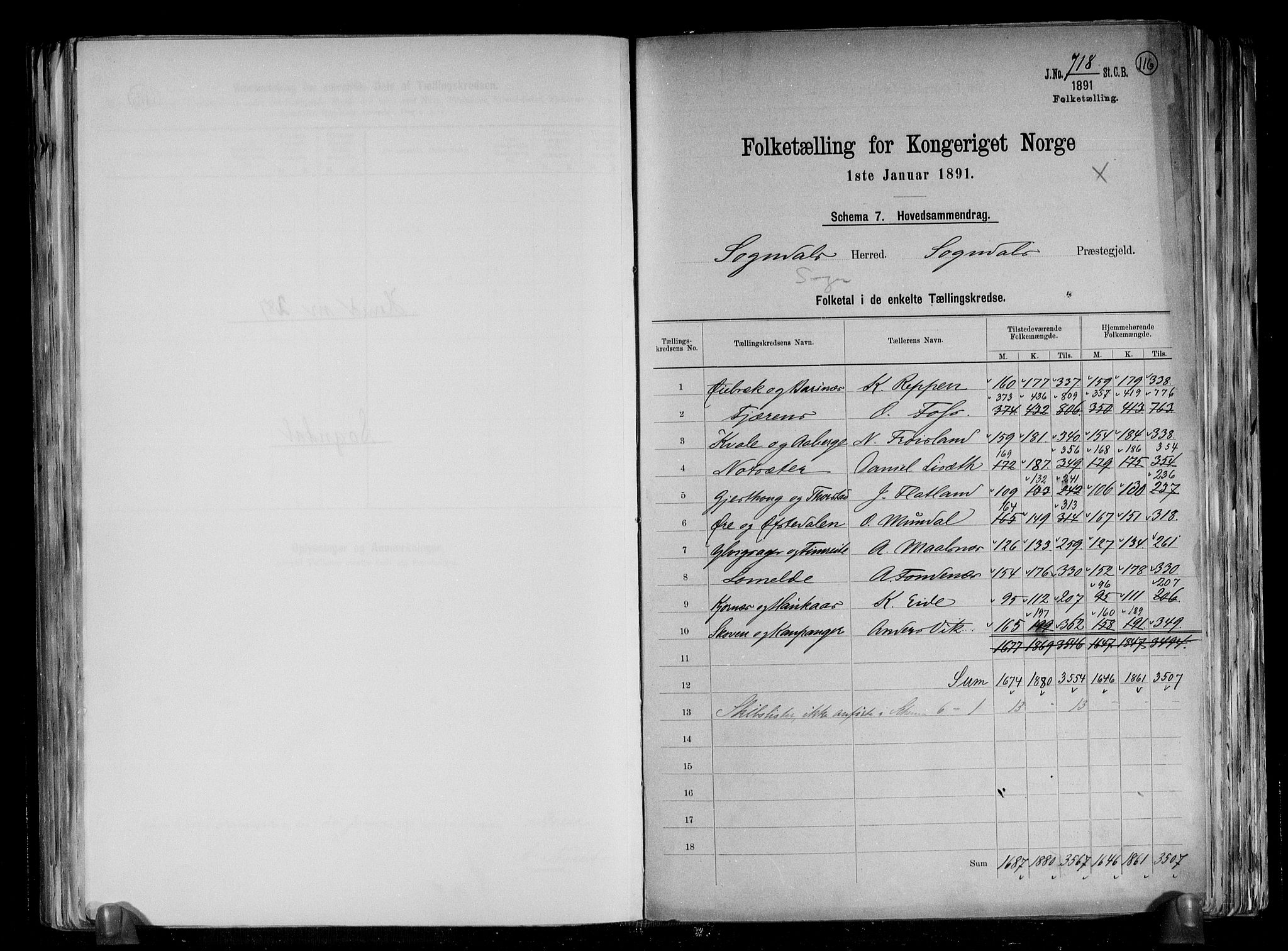 RA, 1891 census for 1420 Sogndal, 1891, p. 2